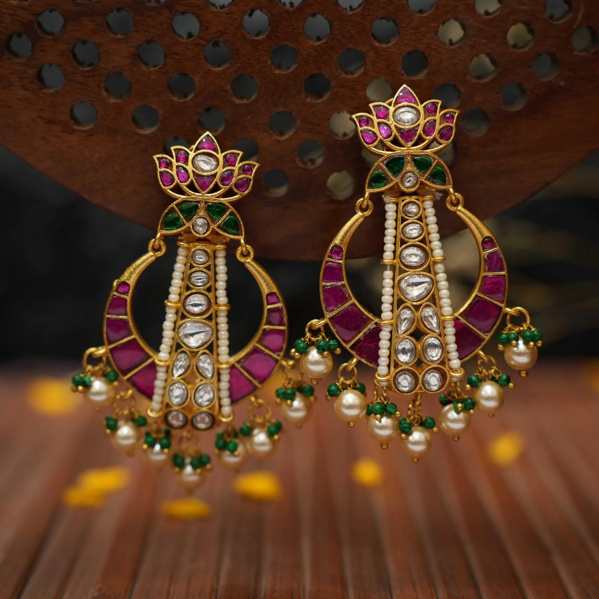 Kundan Polki Designer Earrings