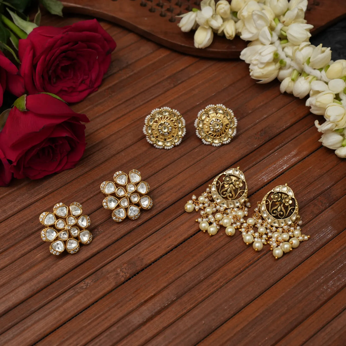 Kundan Polki Stud Earrings