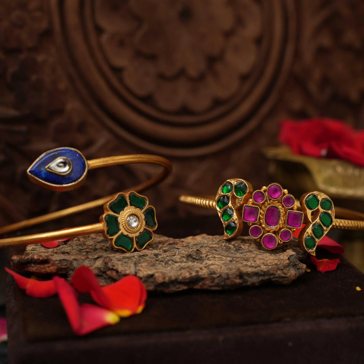 925 Silver Gold Plated Single Kada Bangles