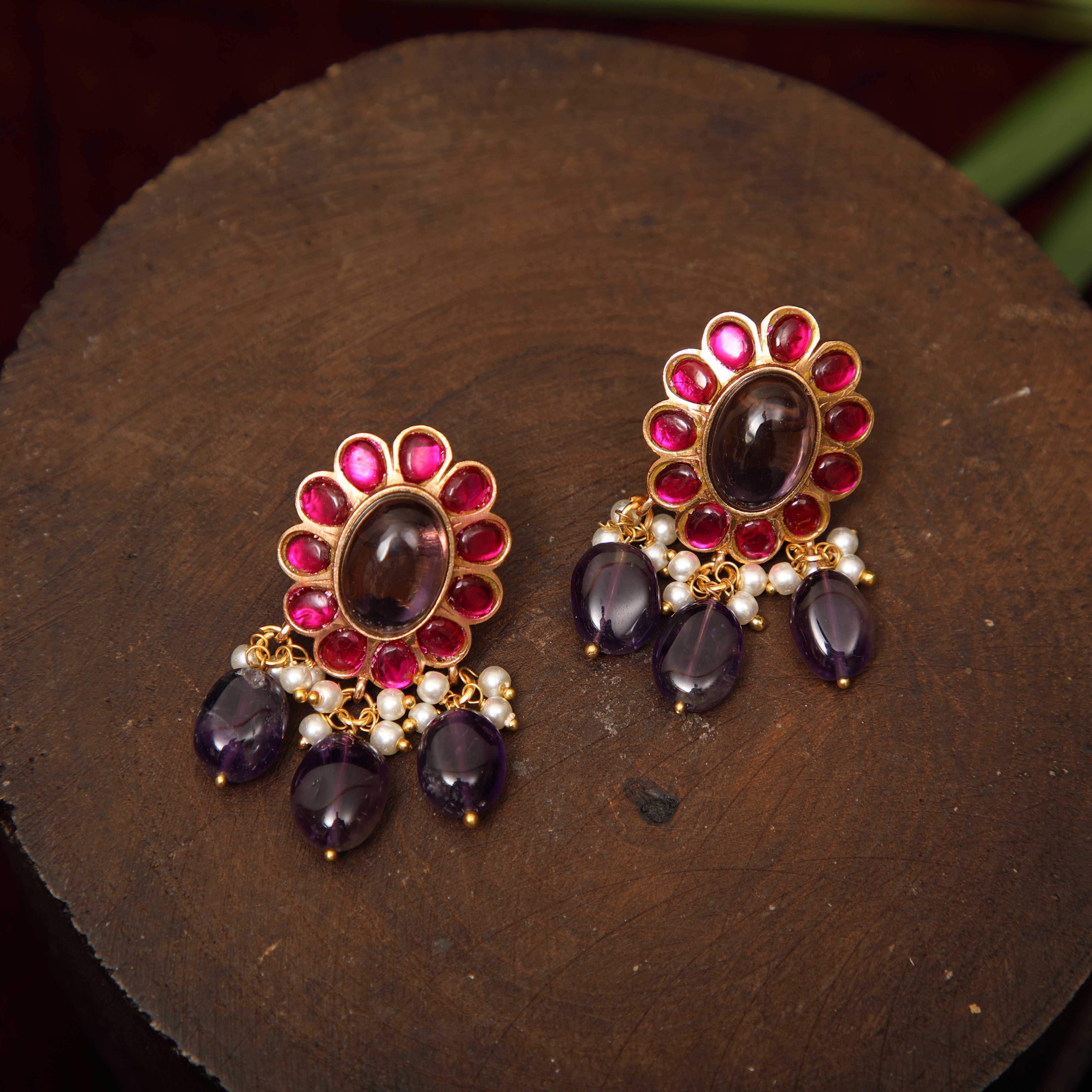 Asvika Polki Beaded Choker - Purple - Rimli Boutique