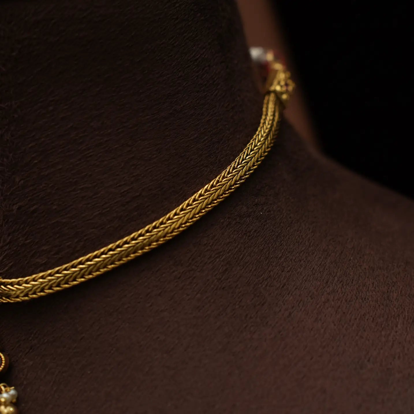 Aadishri Antique Attigai Necklace - Golden Ball