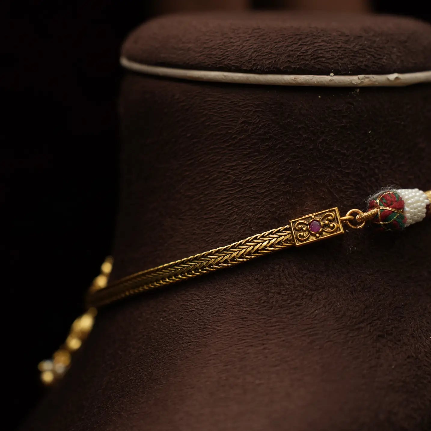 Aadishri Antique Attigai Necklace - Golden Ball