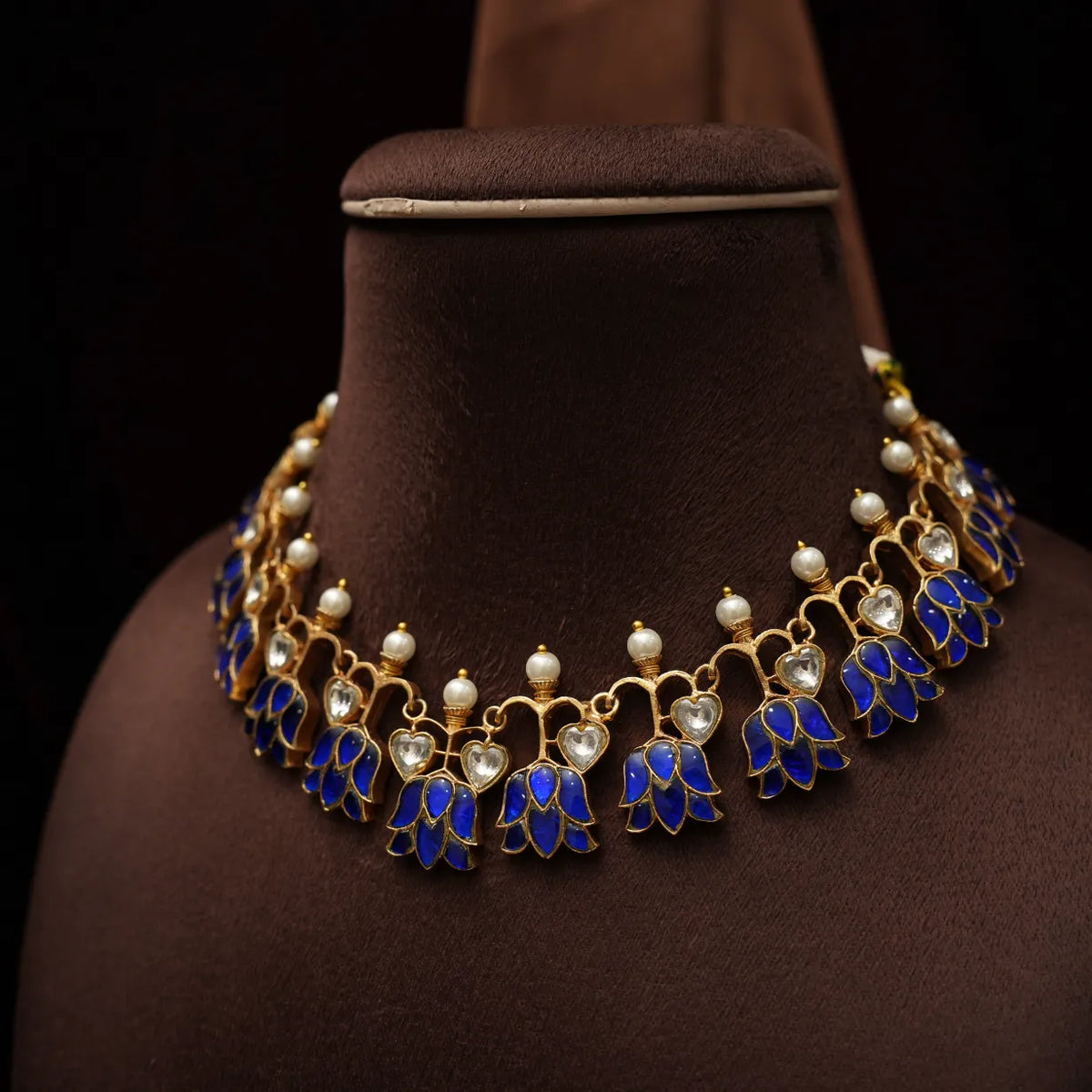 Aahana Polki Choker - Blue