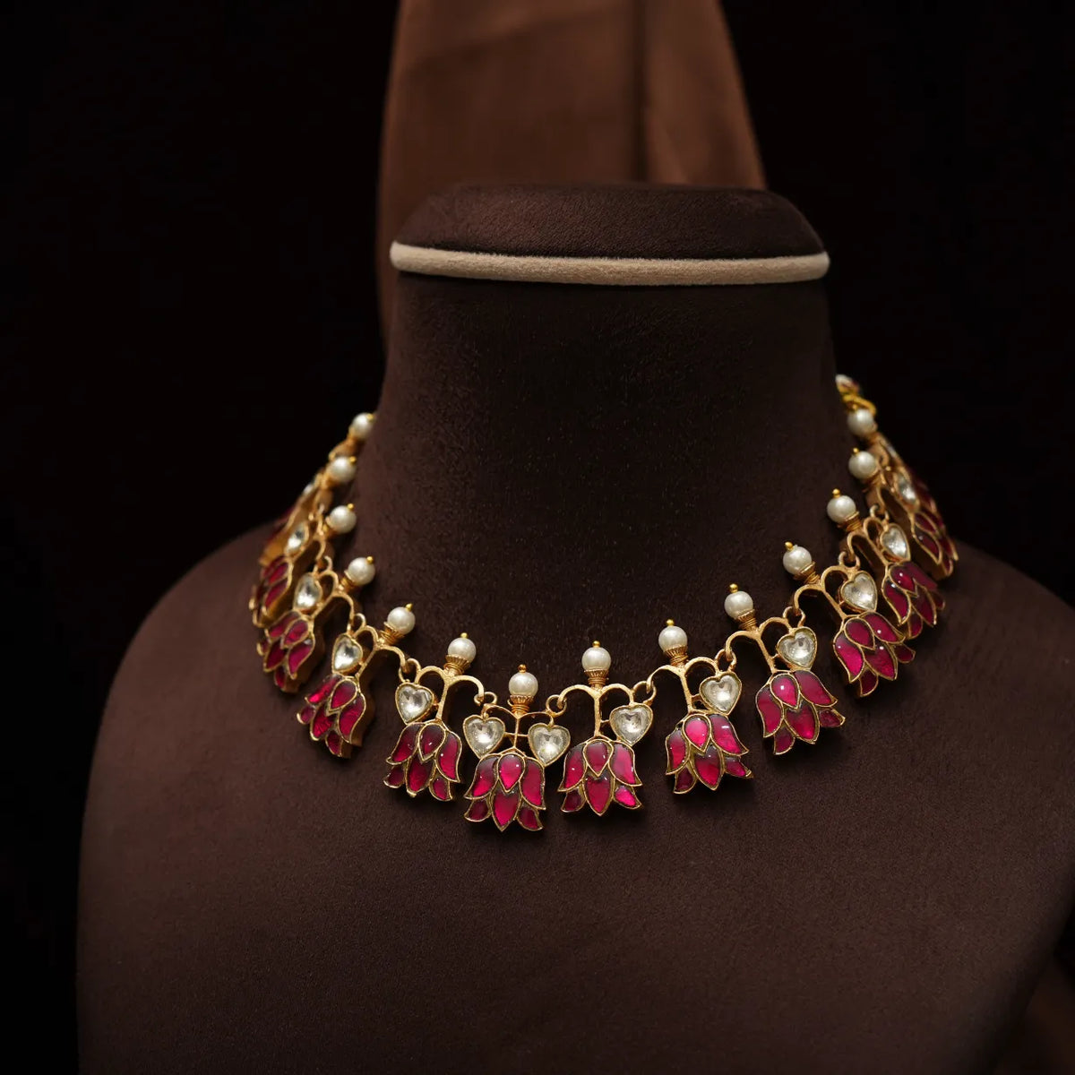 Aahana Polki Choker - Red