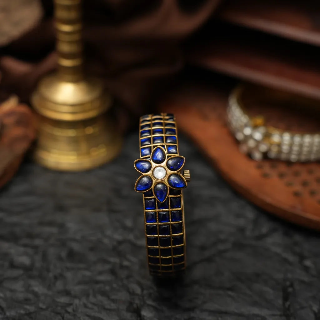 Aakesh Polki Bangle - Blue