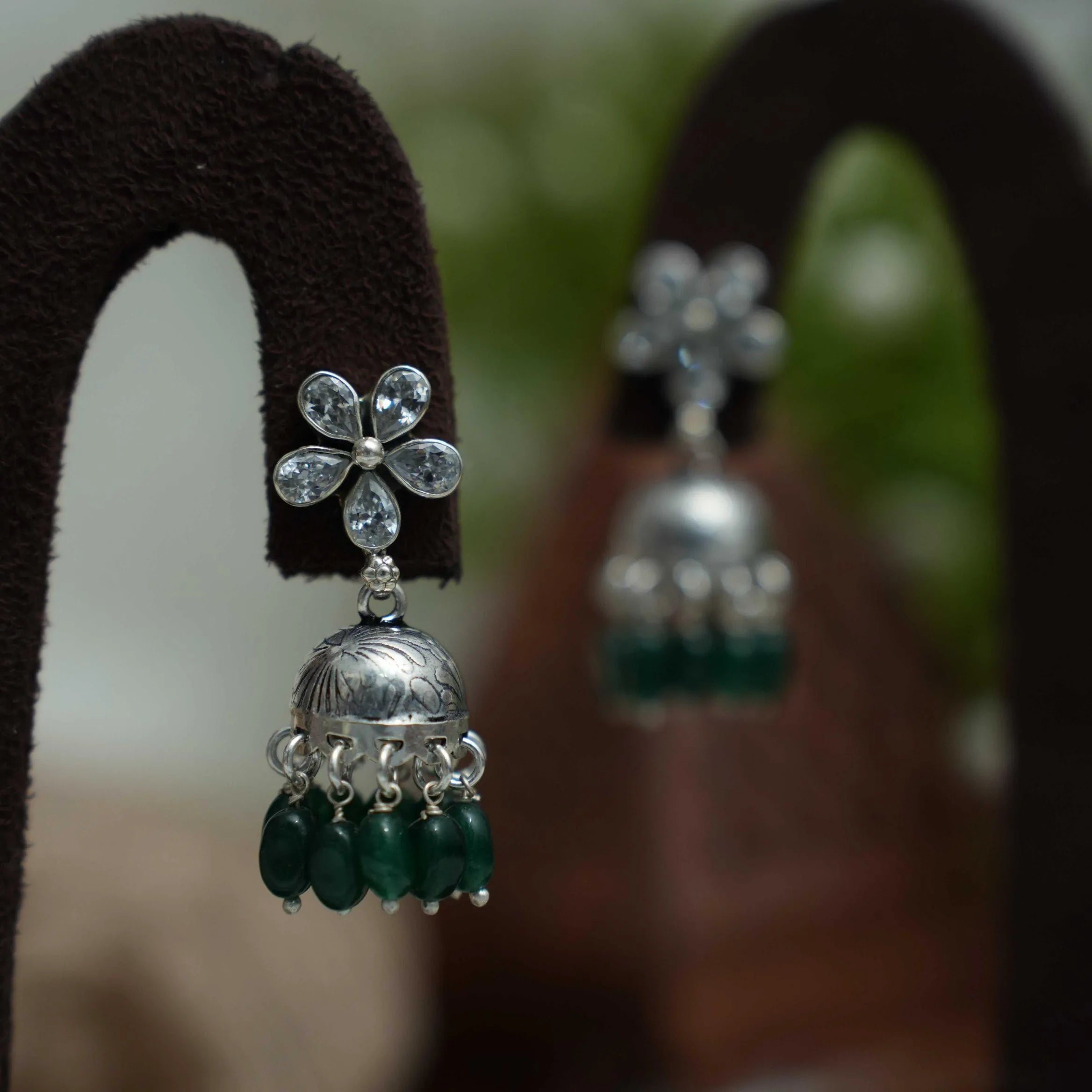 Aamani Silver Jhumka Earrings - Elongated