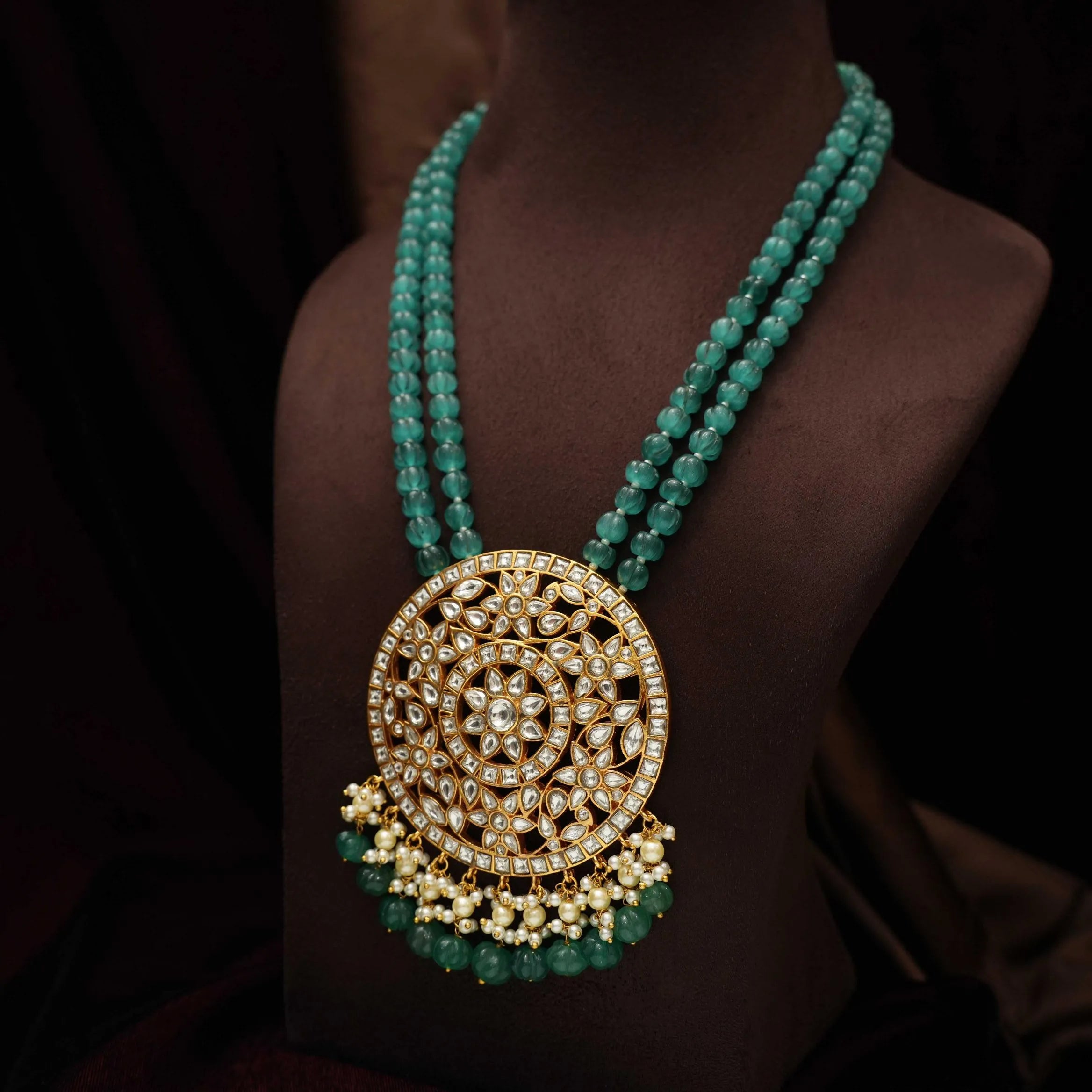 Aarushi Polki Beaded Necklace - Teal