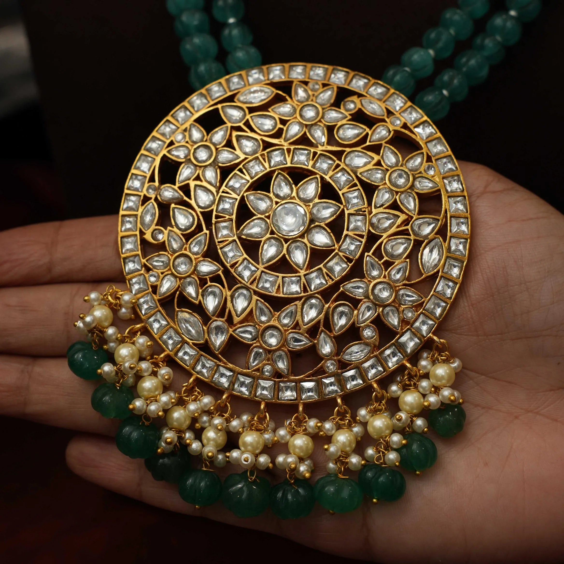 Aarushi Polki Beaded Necklace - Teal