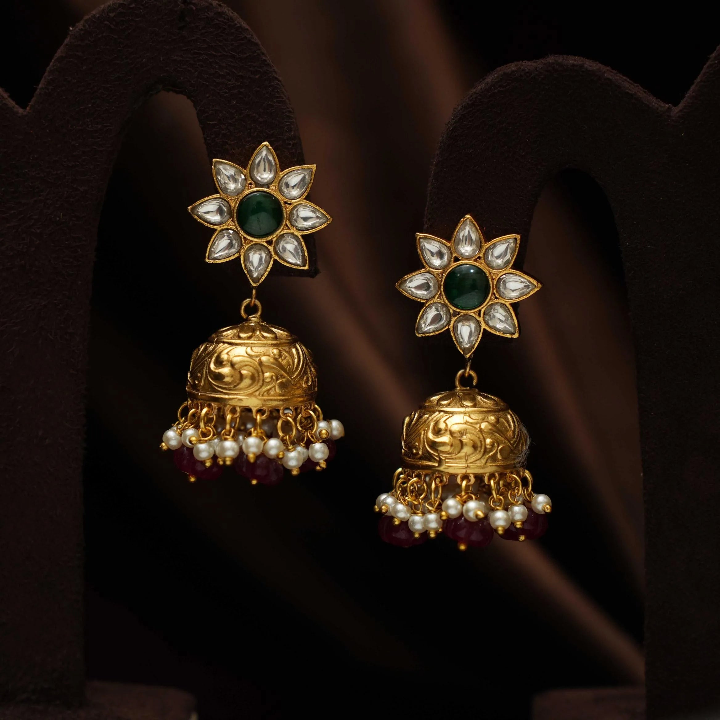 Aarushi Polki Beaded Necklace - Red