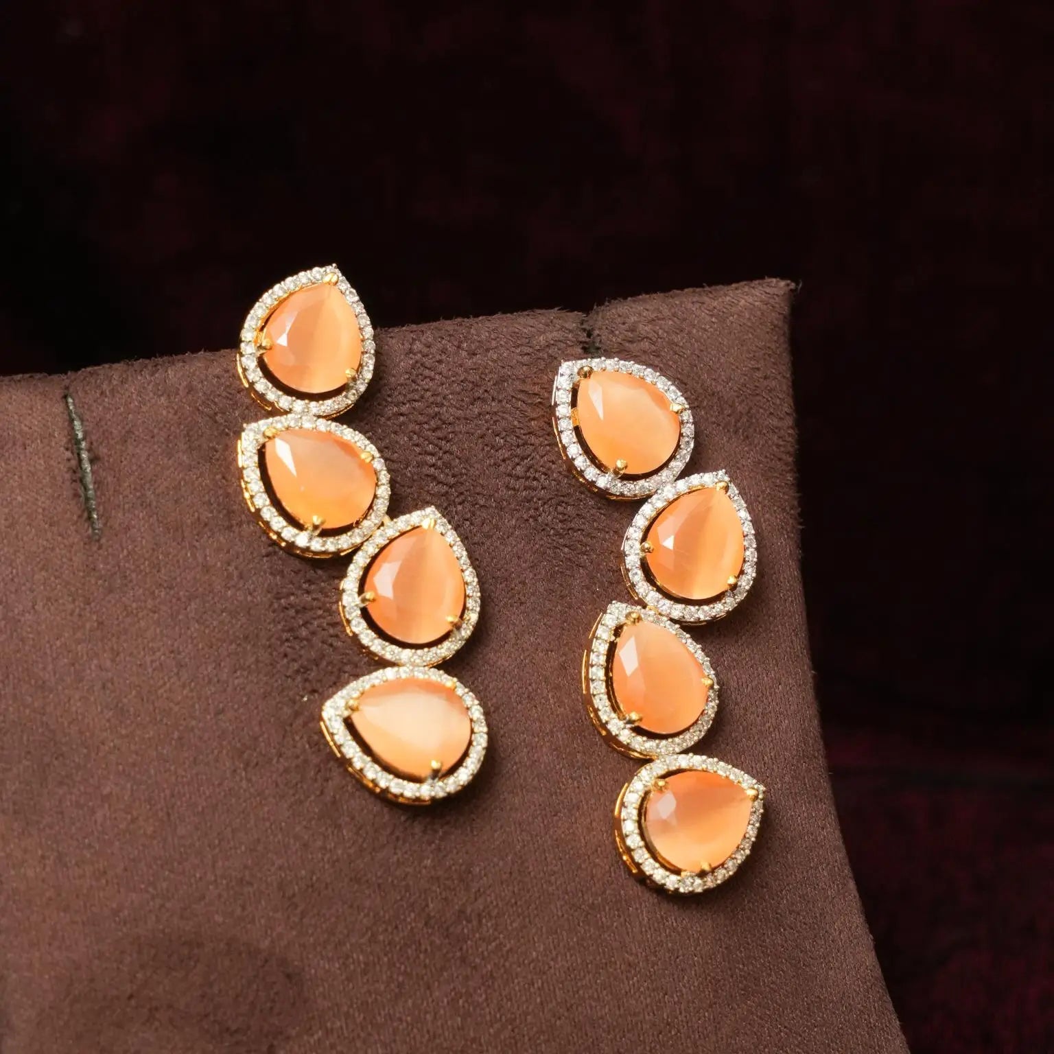 Abhaya Zircon Necklace - Coral Color