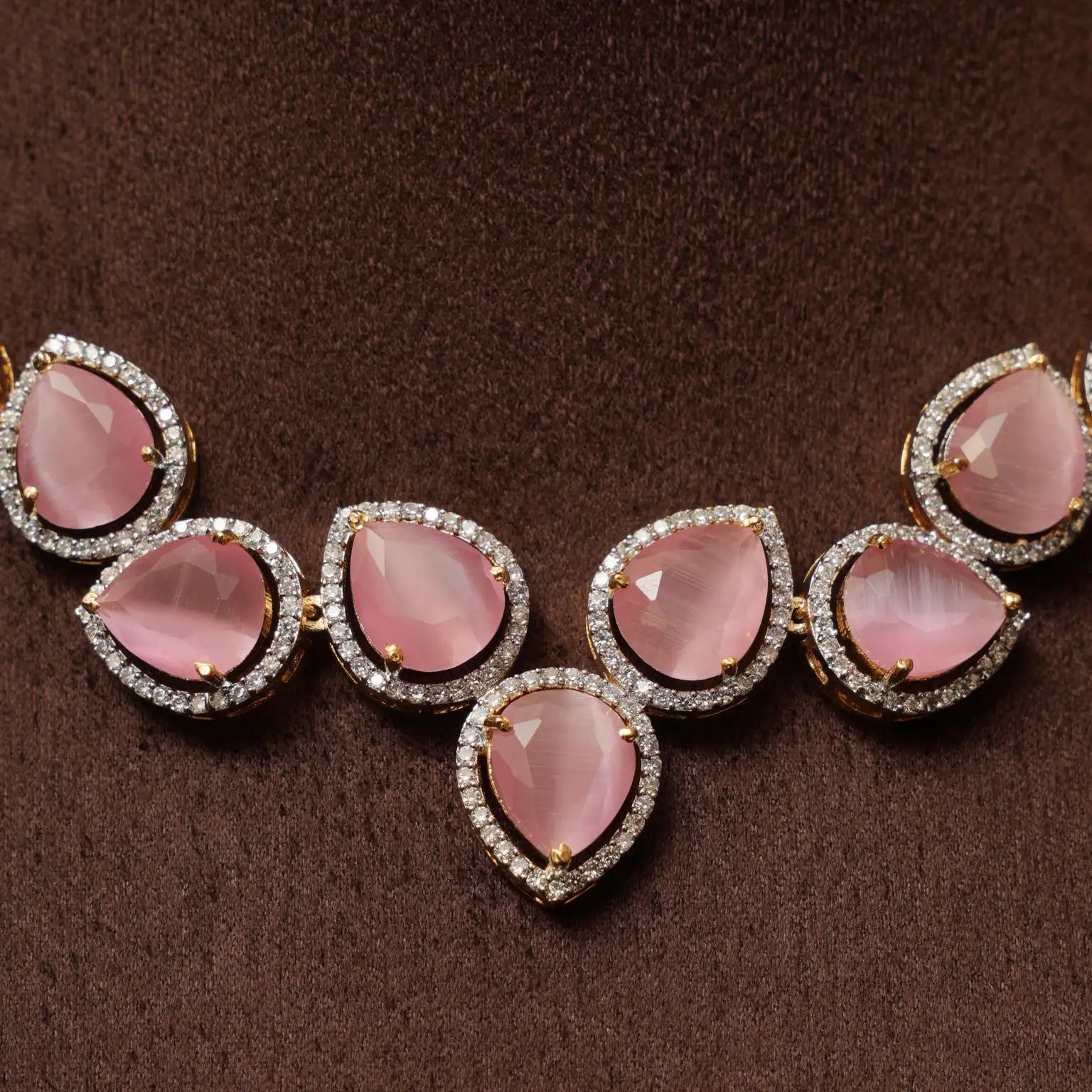 Abhaya Zircon Necklace - Pastel Pink