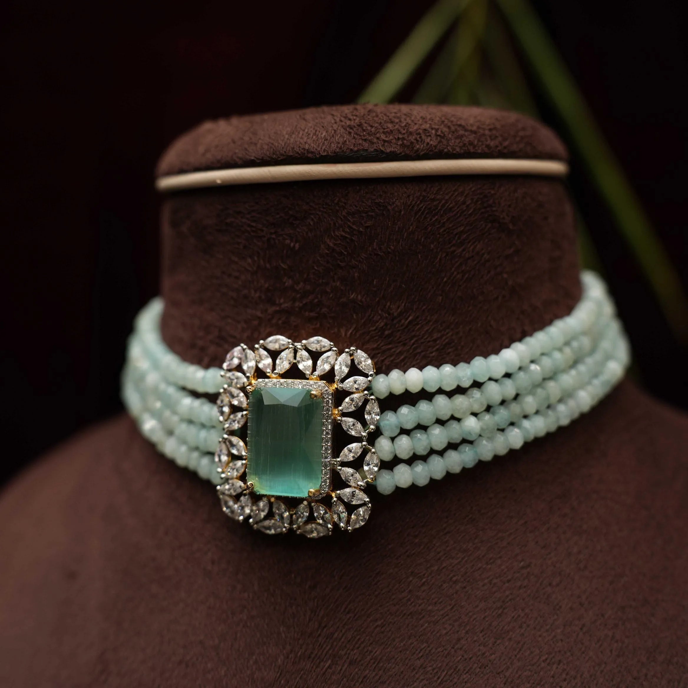 Abisha Beaded Polki Choker - Pastel Blue - Rimli Boutique