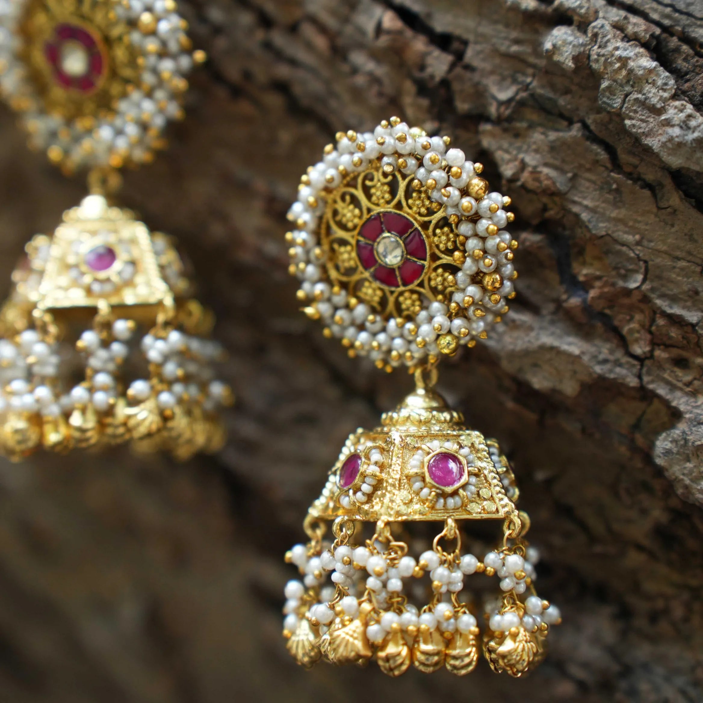 Achala Polki Jhumka Earrings - Adi