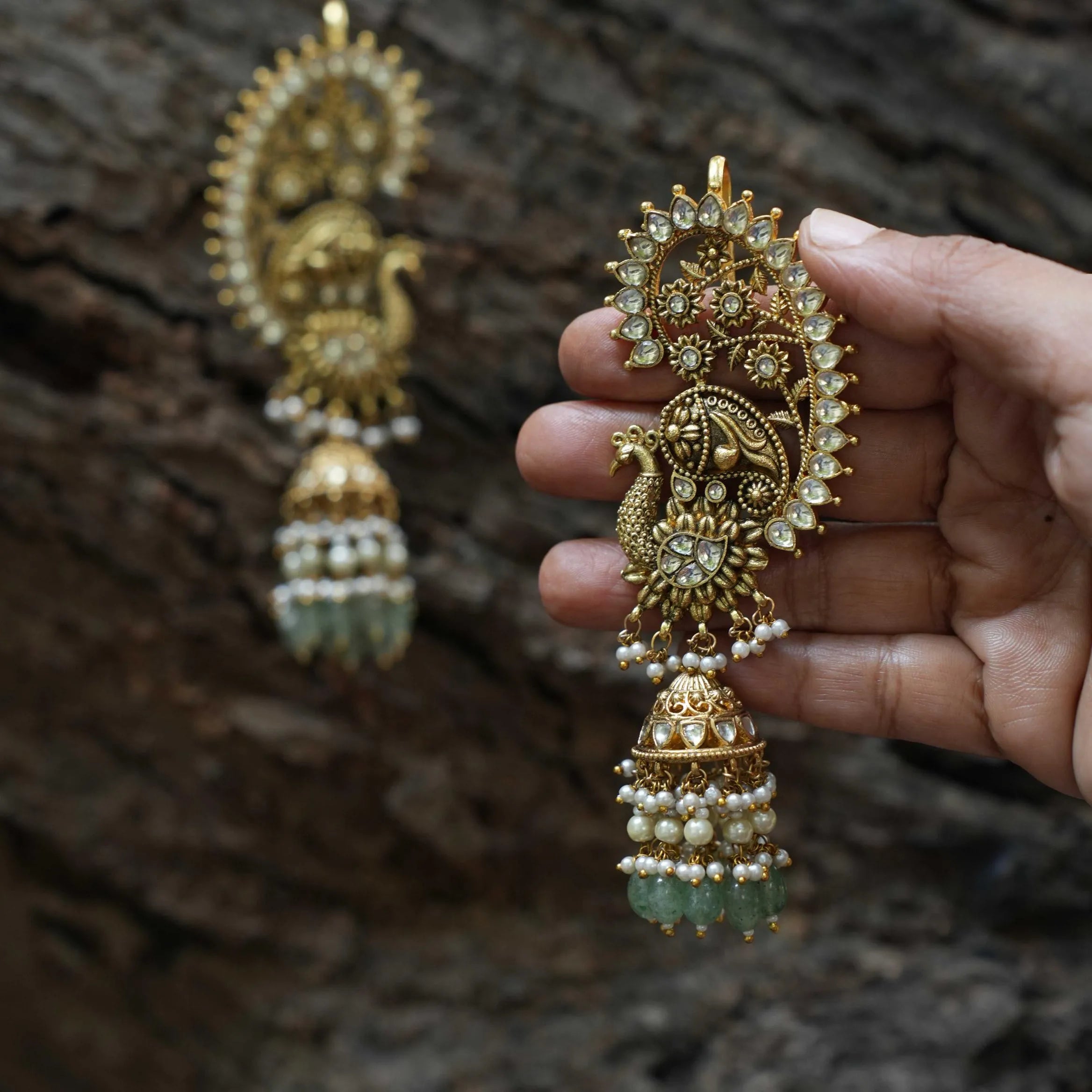 Achala Polki Jhumka Earrings - Eva