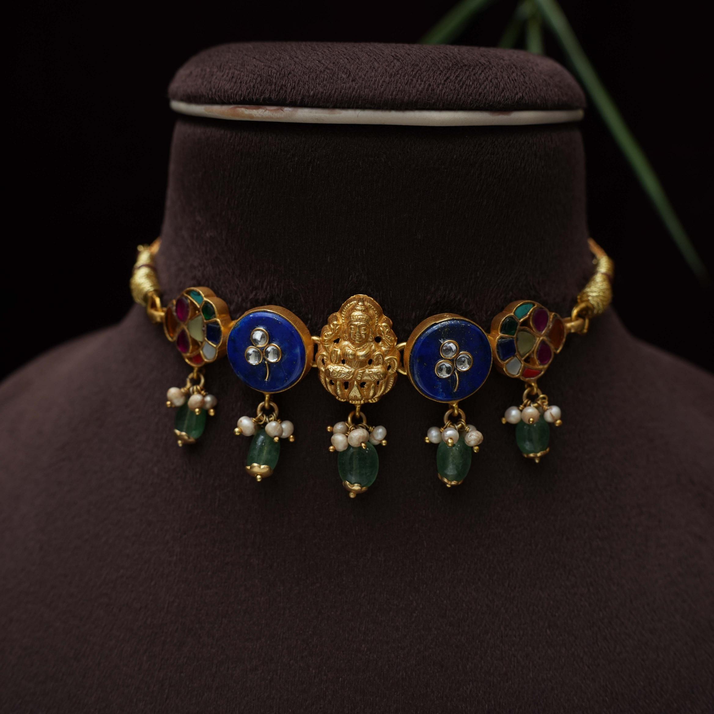 Achyut Silver Choker - Blue - Rimli Boutique