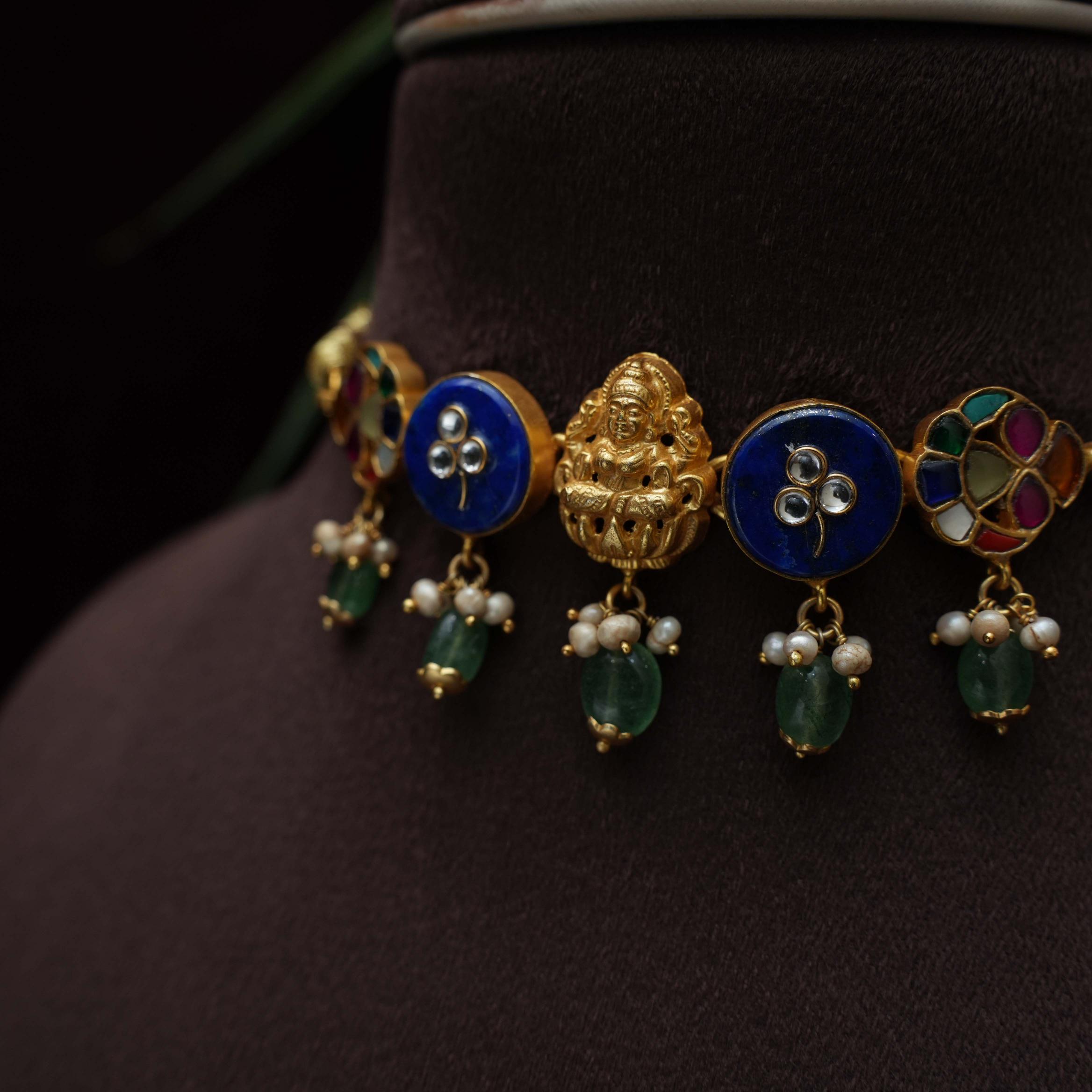 Achyut Silver Choker - Blue - Rimli Boutique