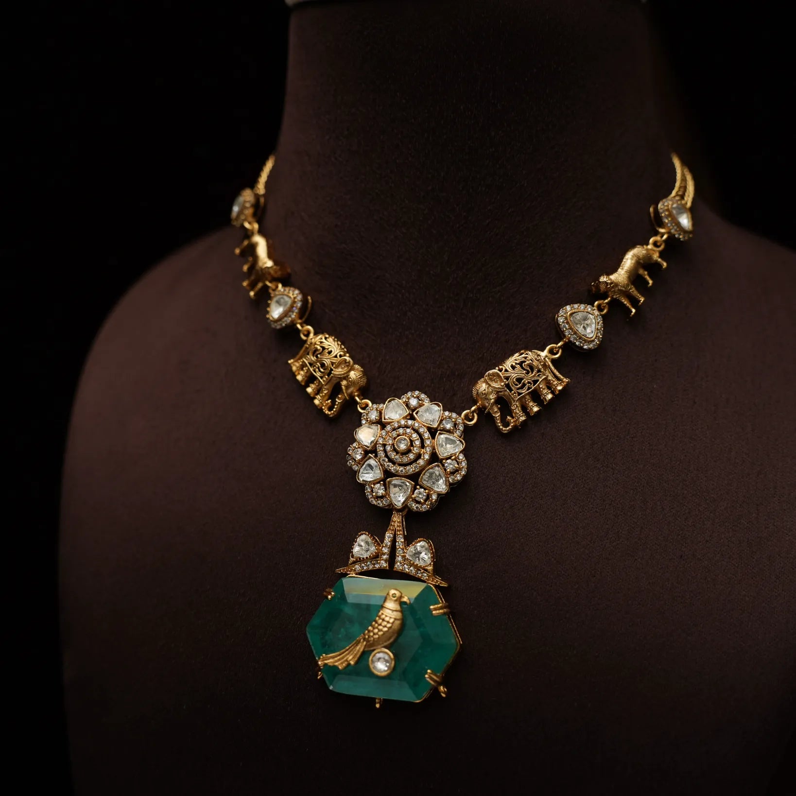 Adhiratha Polki Necklace - Pastel Green