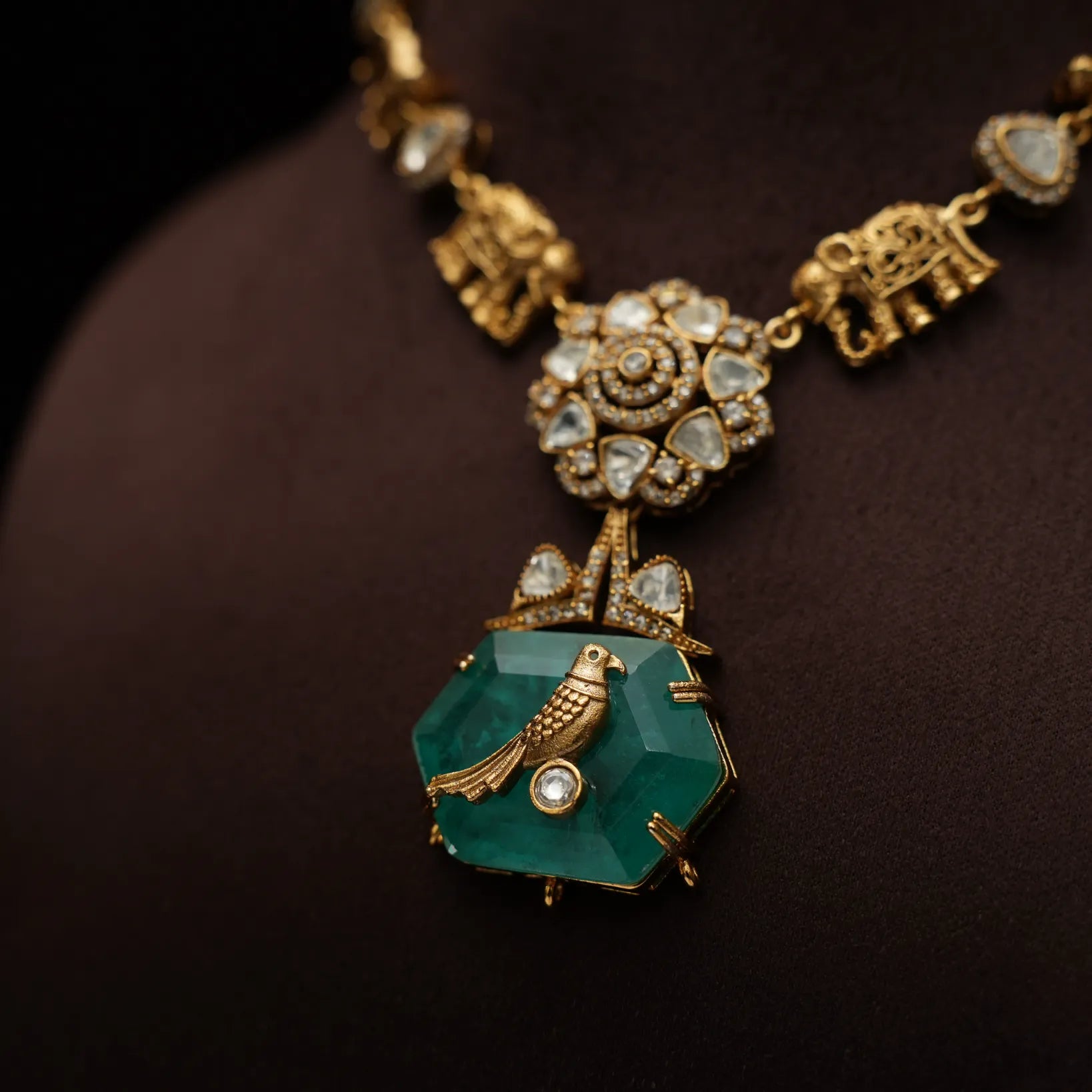 Adhiratha Polki Necklace - Pastel Green