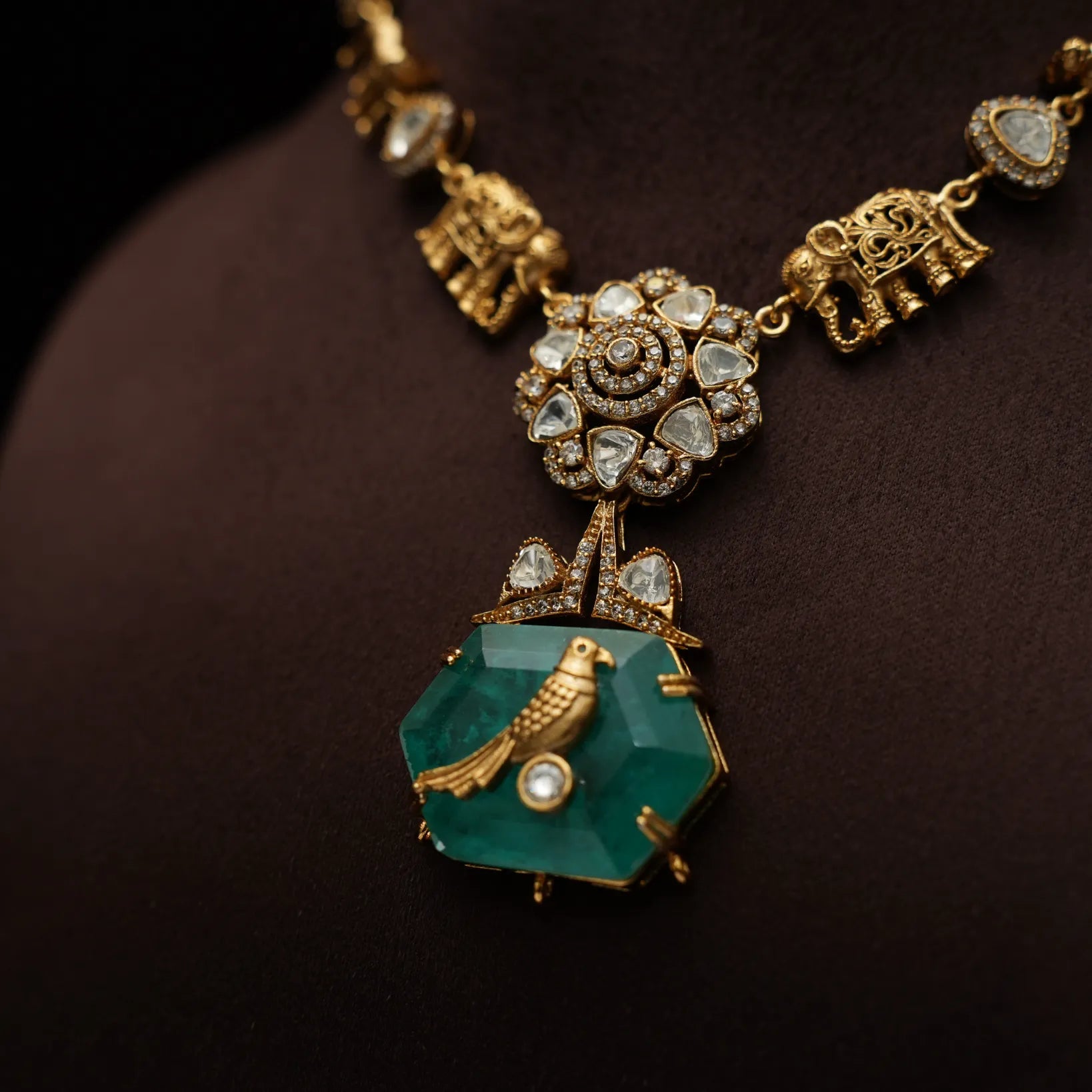 Adhiratha Polki Necklace - Pastel Green