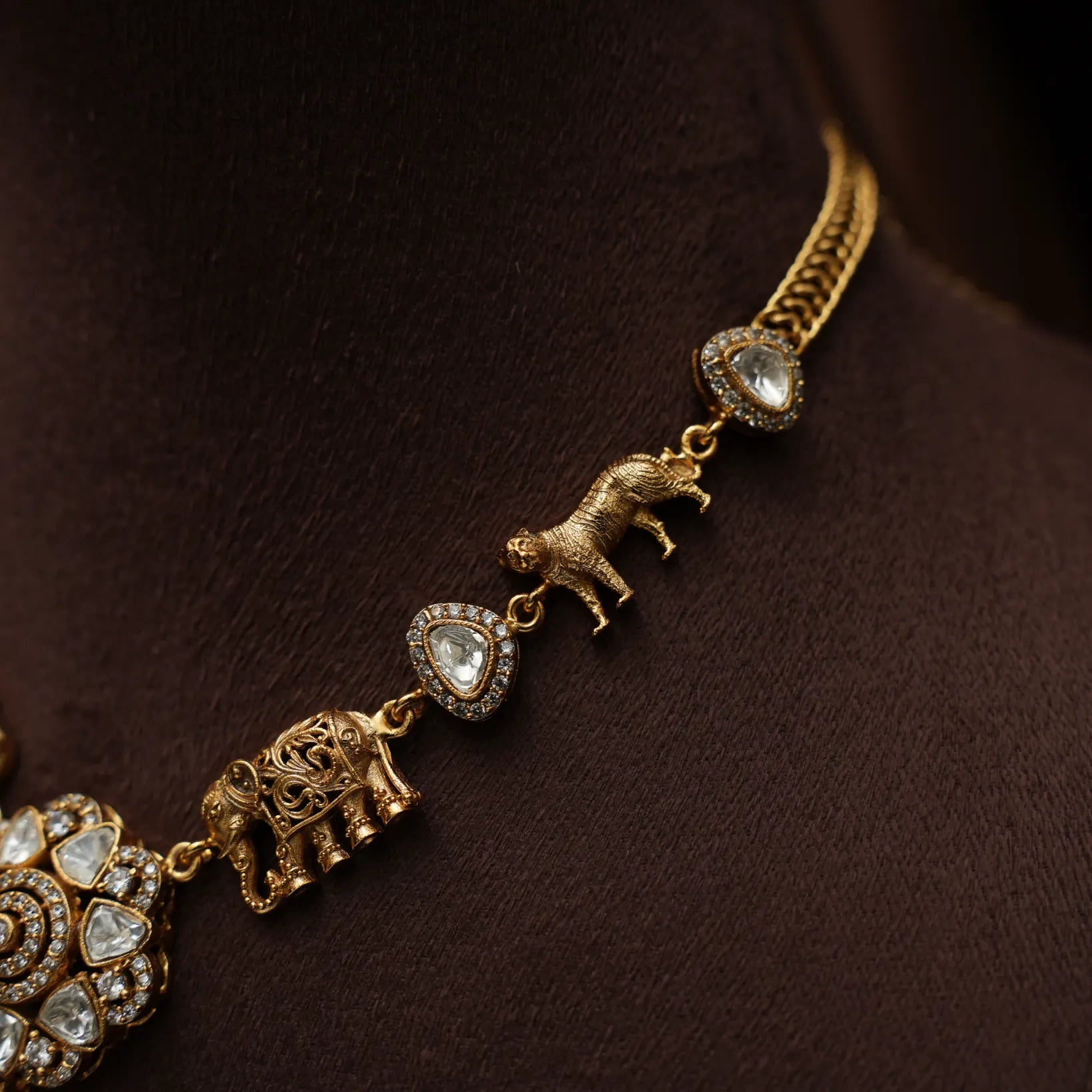 Adhiratha Polki Necklace - Red