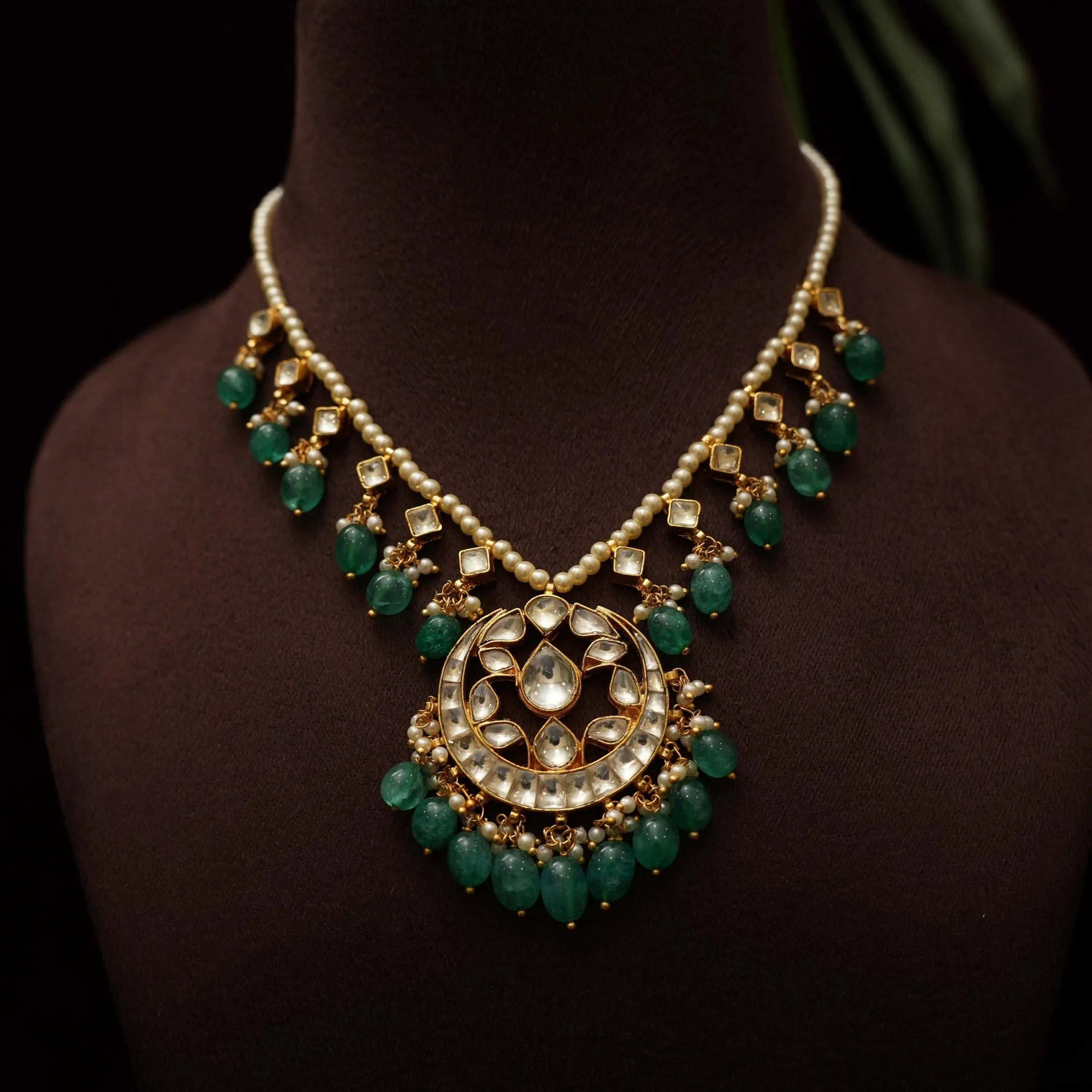 Adrija Pearl Polki Necklace - Rimli Boutique