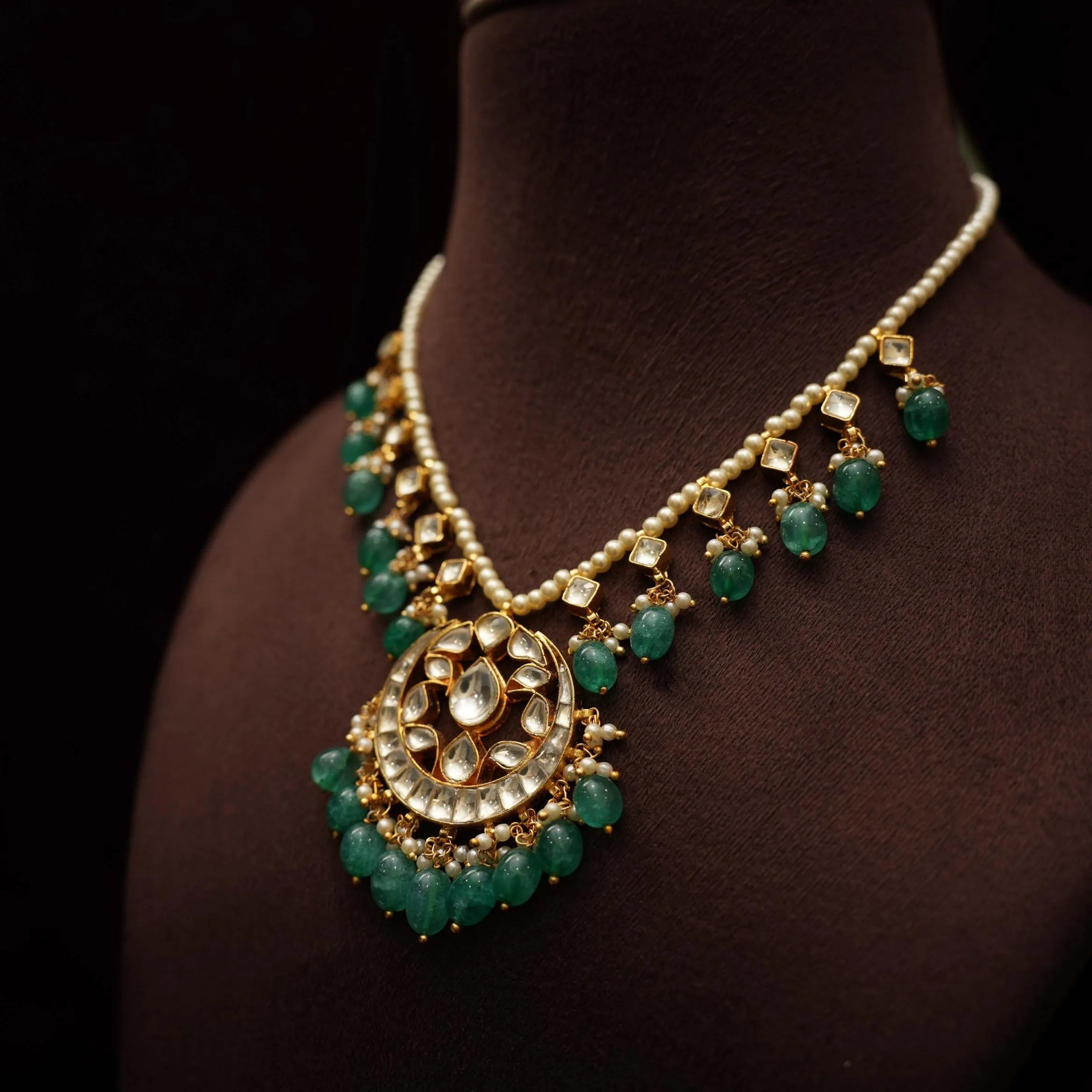 Adrija Pearl Polki Necklace - Rimli Boutique