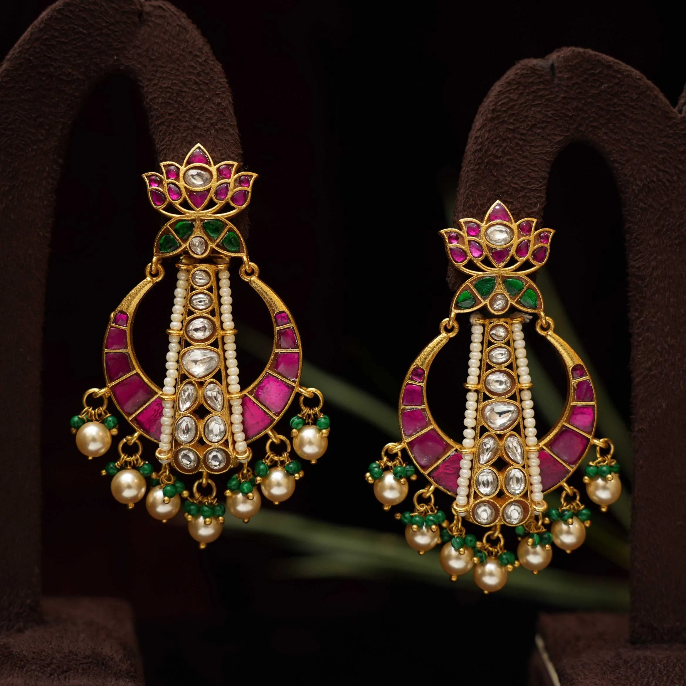 Aira Designer Polki Earring - Red