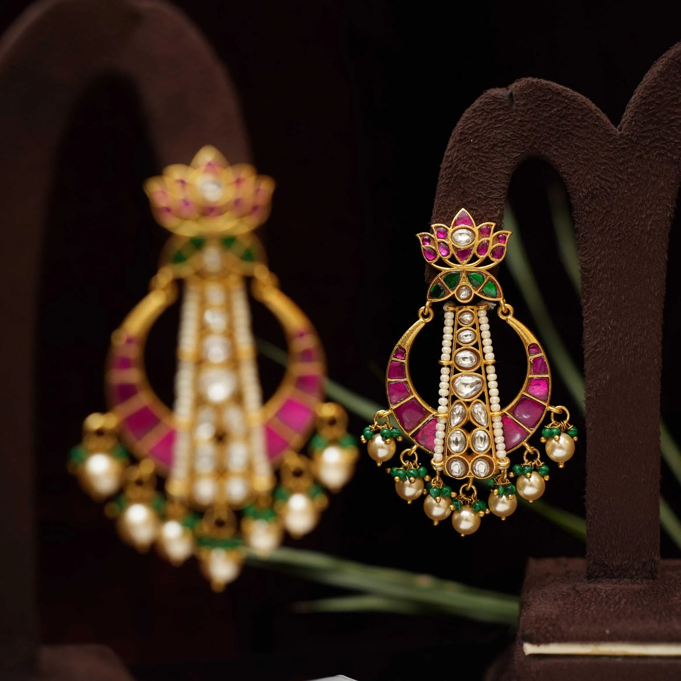 Aira Designer Polki Earring - Red