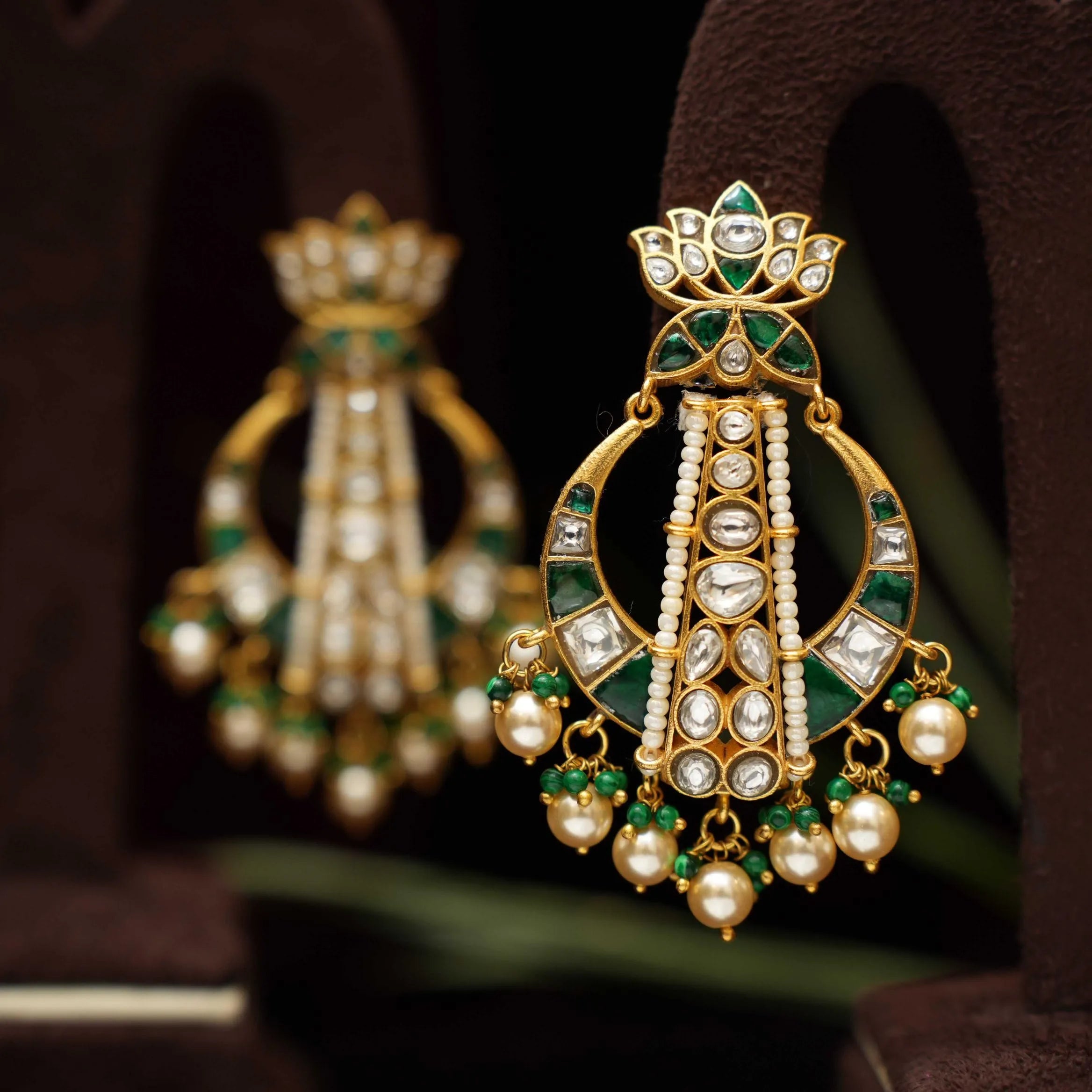 Aira Designer Polki Earring - Green
