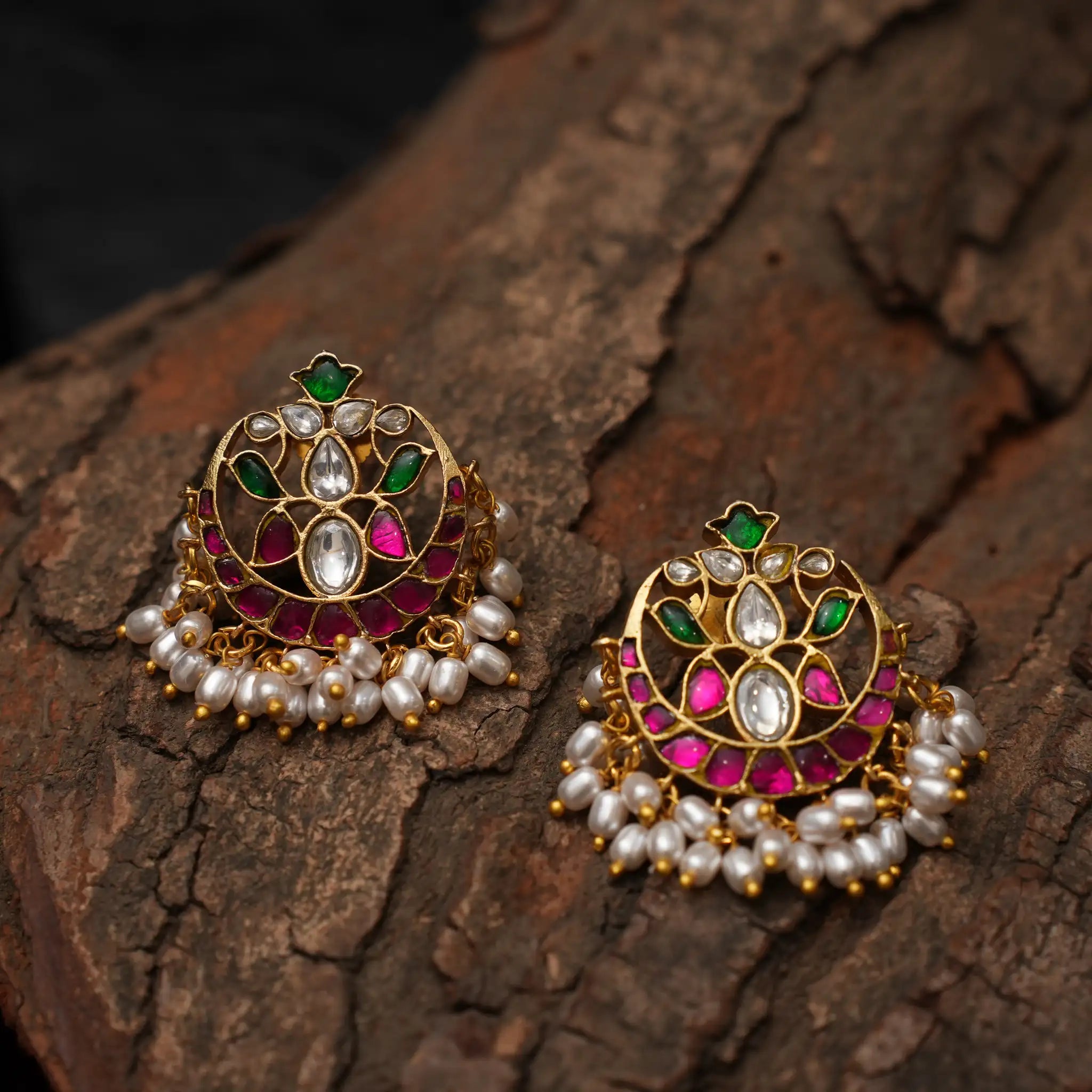 Akshita Polki Chand Earrings