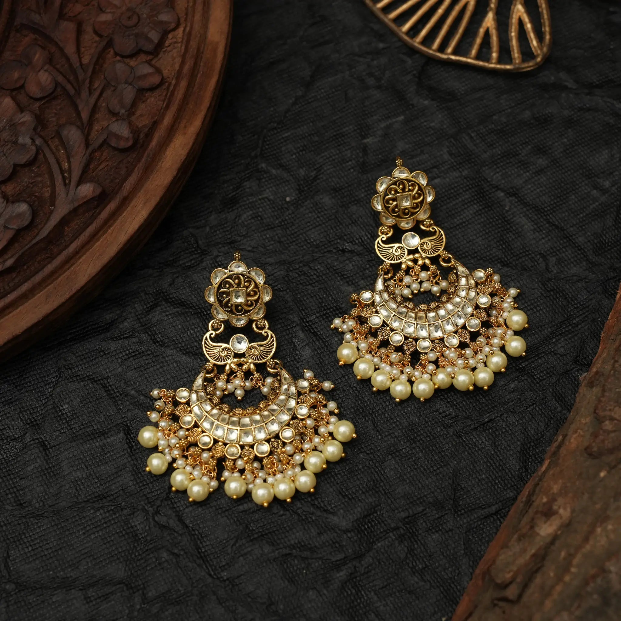 Amaya Polki Chandbali Earrings
