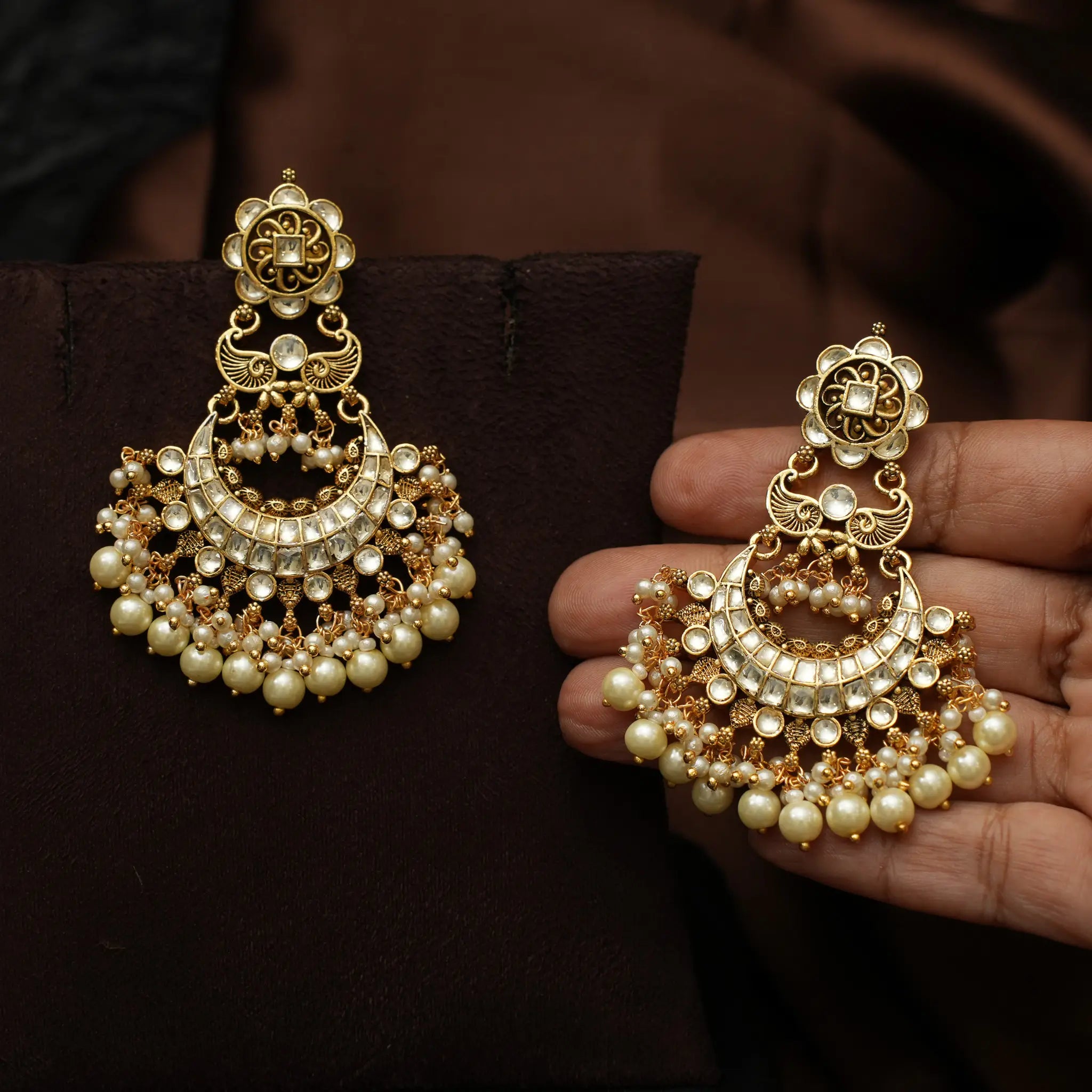 Amaya Polki Chandbali Earrings