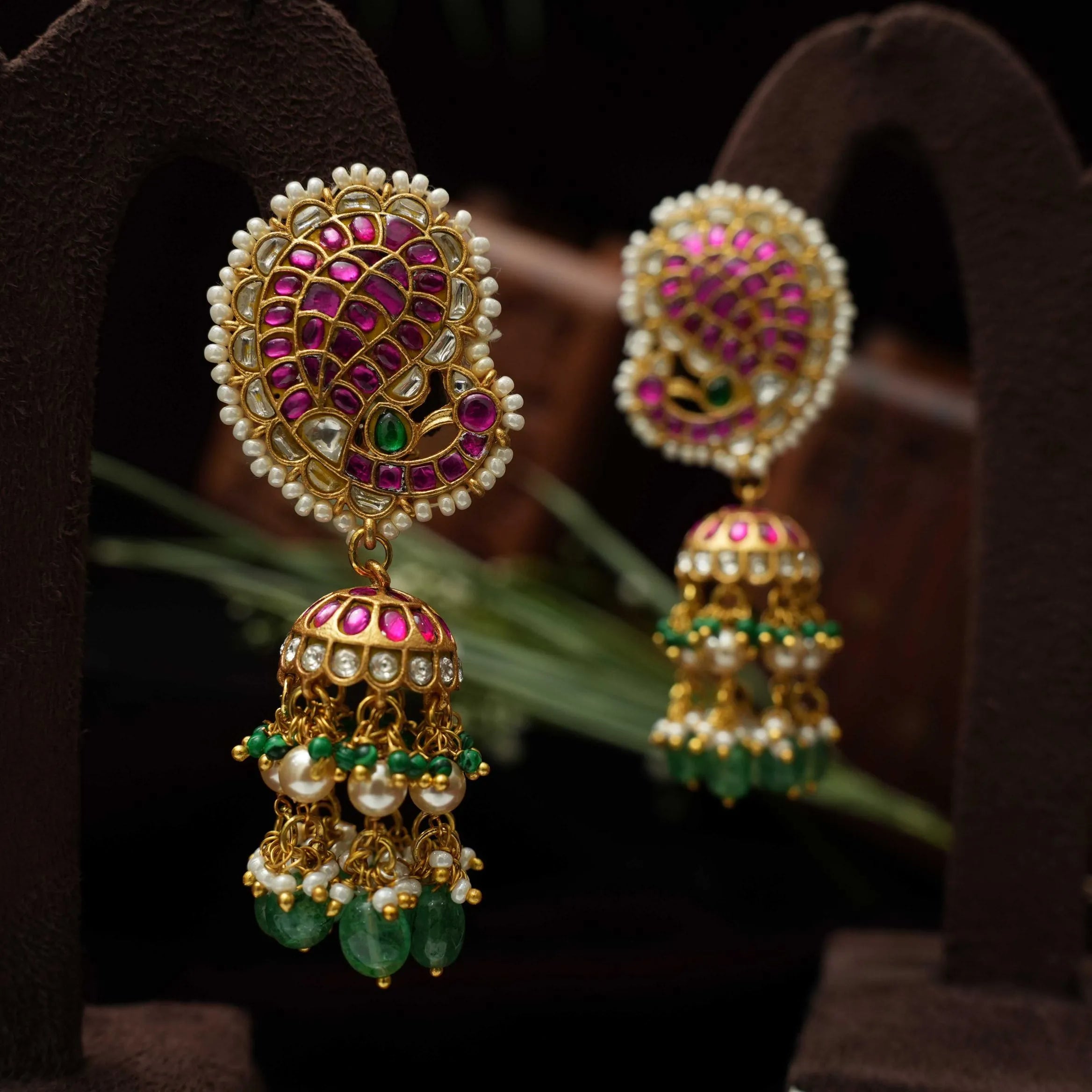 Amrit Polki Jhumka Earrings - Red