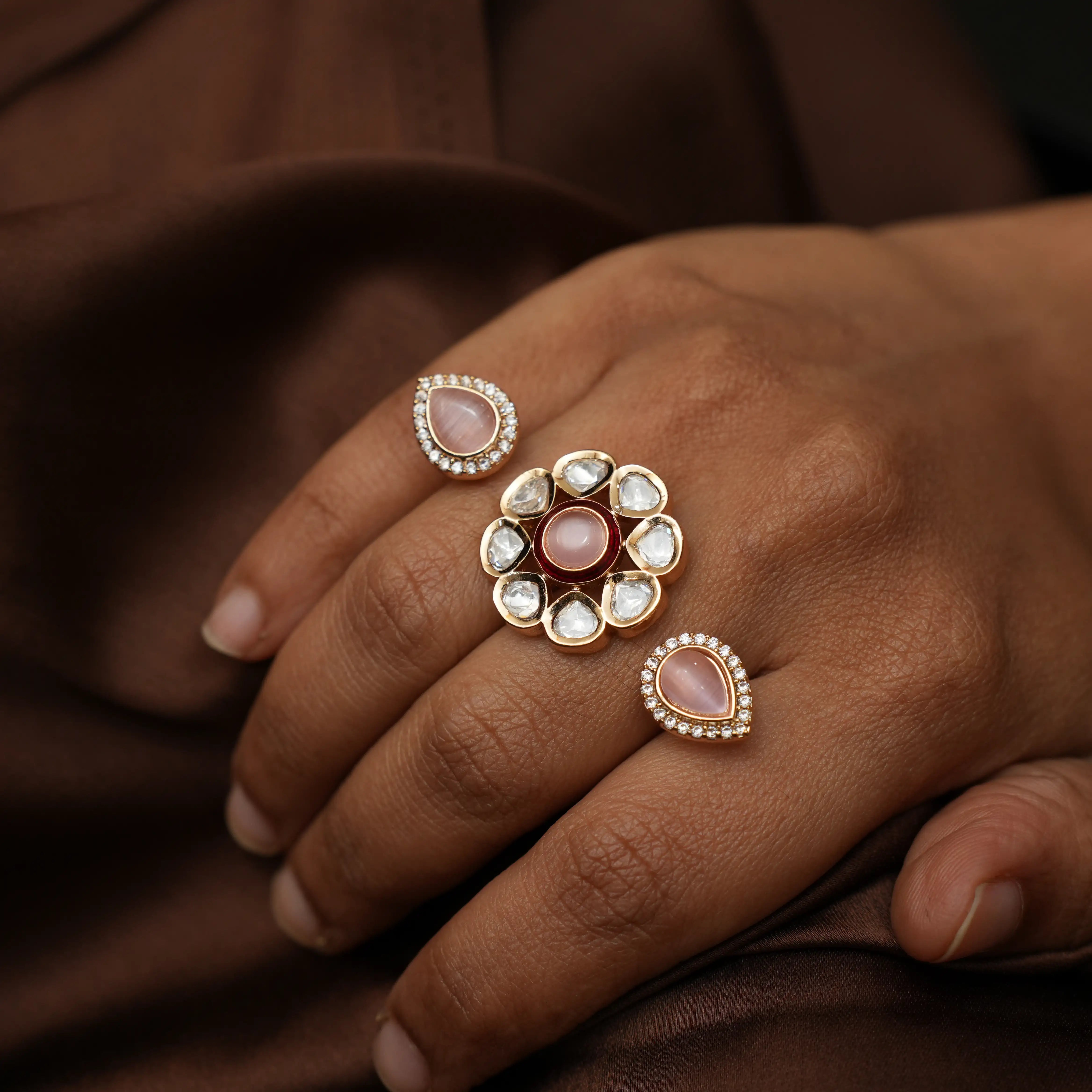 Amrita Polki Ring - Pastel Pink