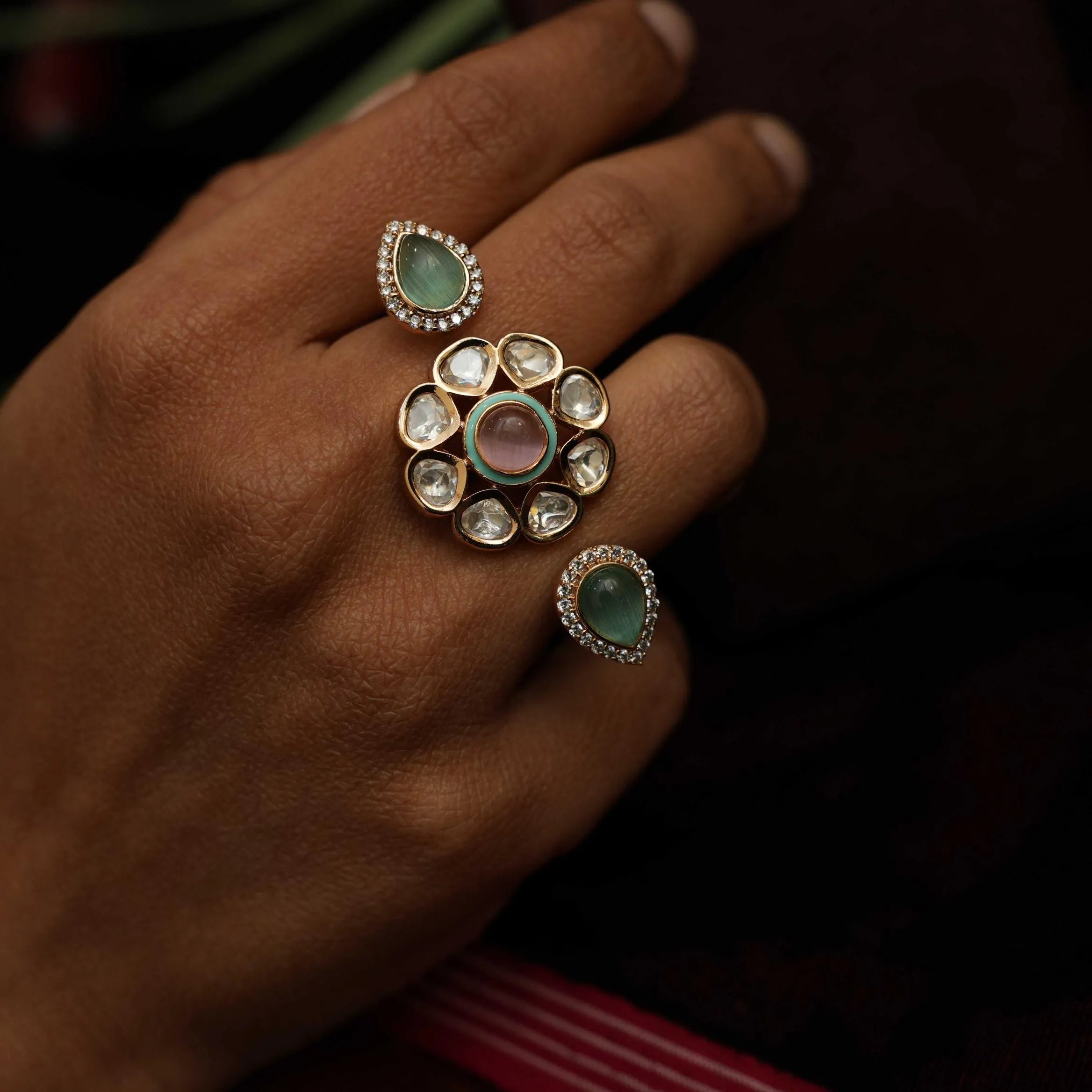 Amrita Polki Ring - Pastel Green