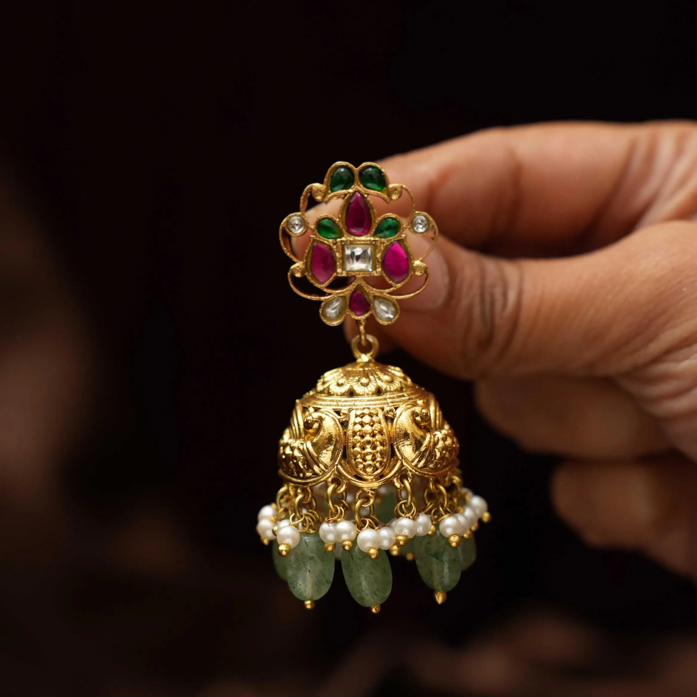 Anala Polki Jhumka Earrings