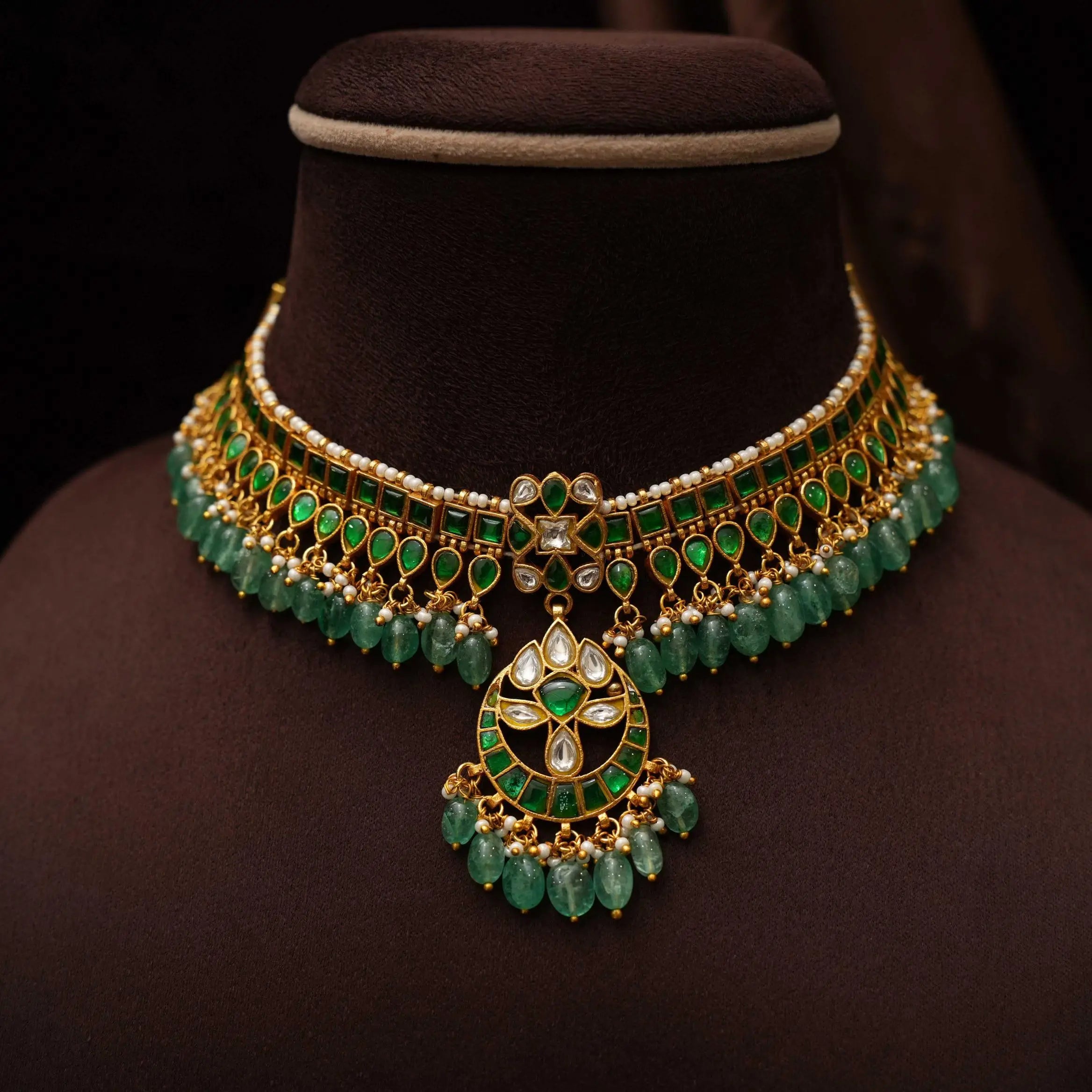 Ananta Polki Choker - Green