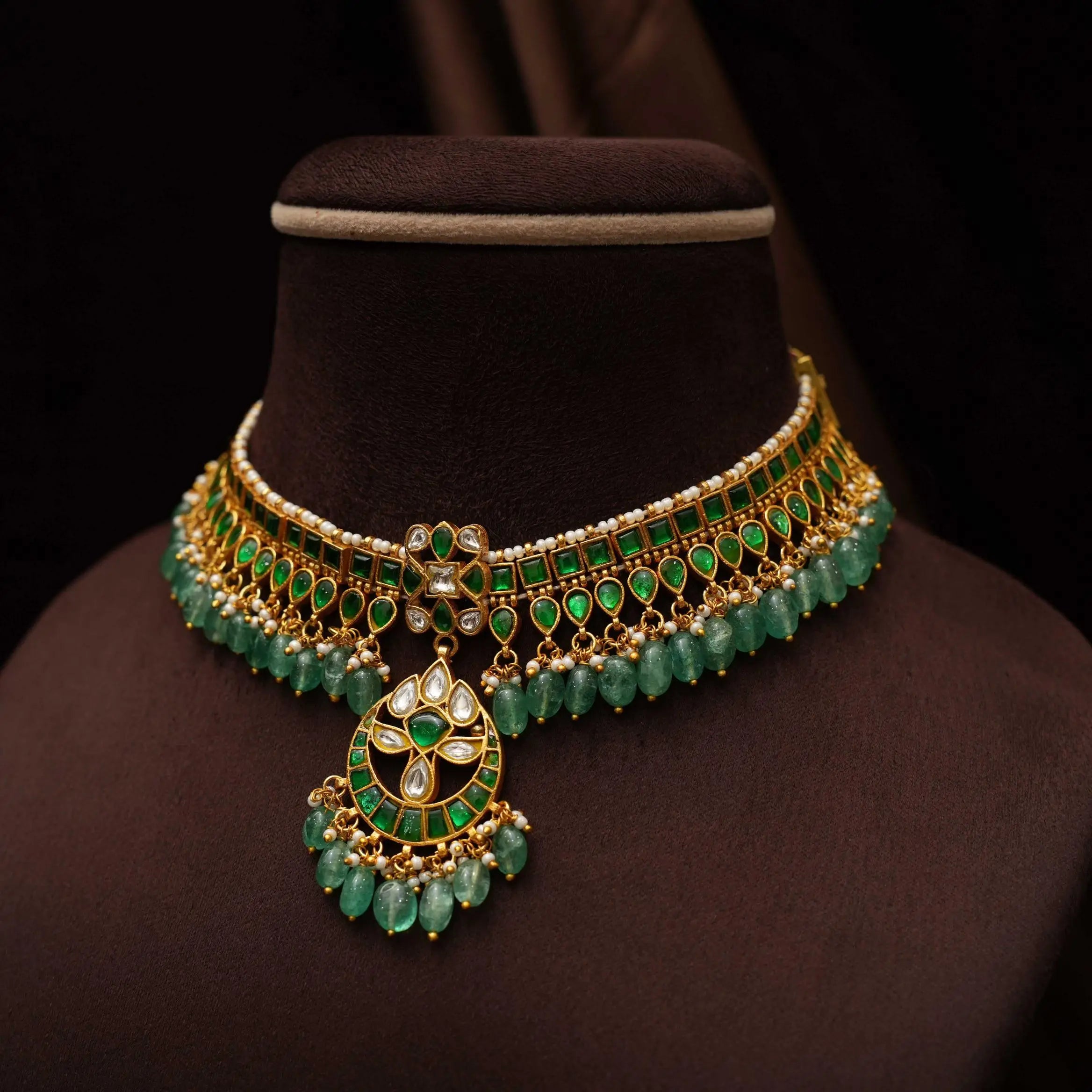 Ananta Polki Choker - Green