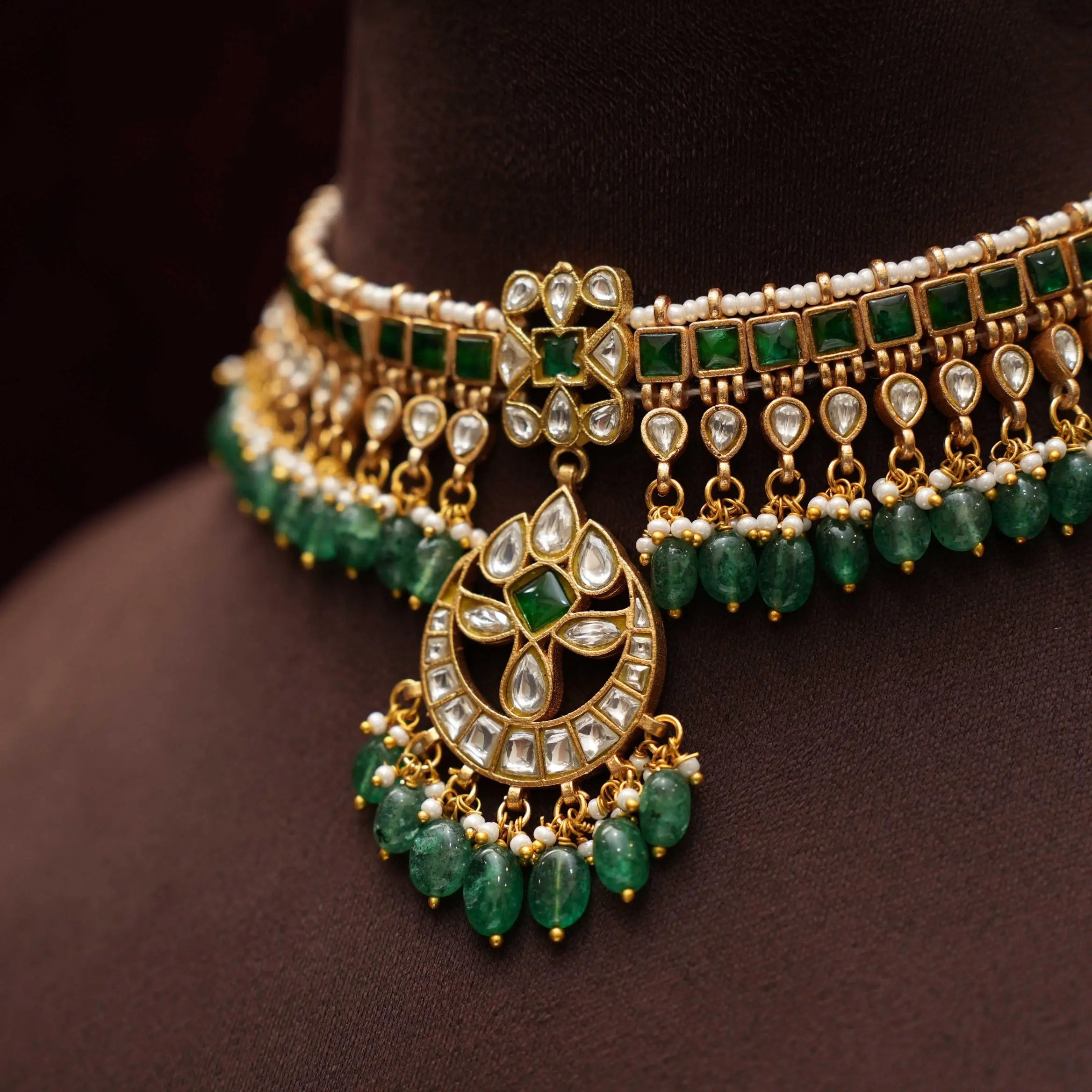 Ananta Polki Choker - Green