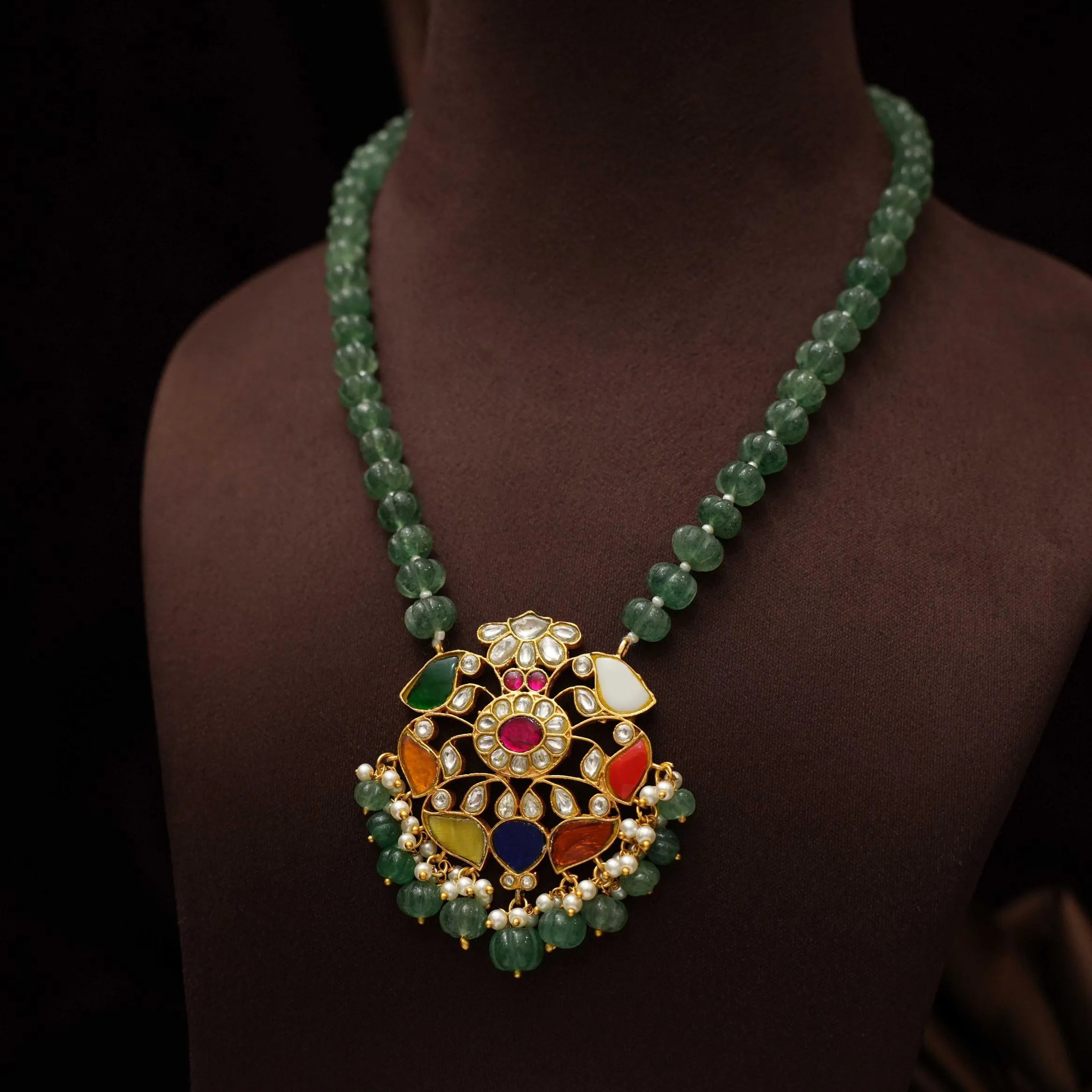 Anika Polki Necklace - Green