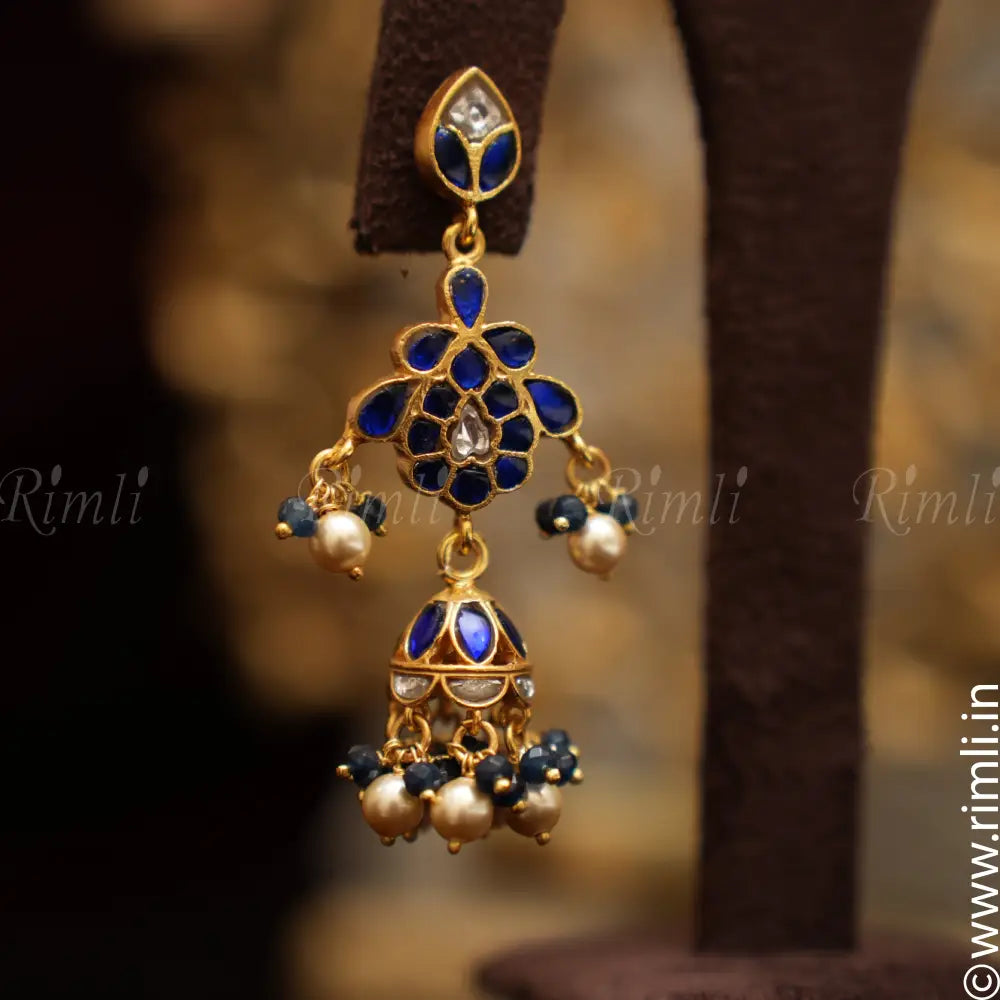 Anisha Silver Earrings - Blue - Rimli Boutique