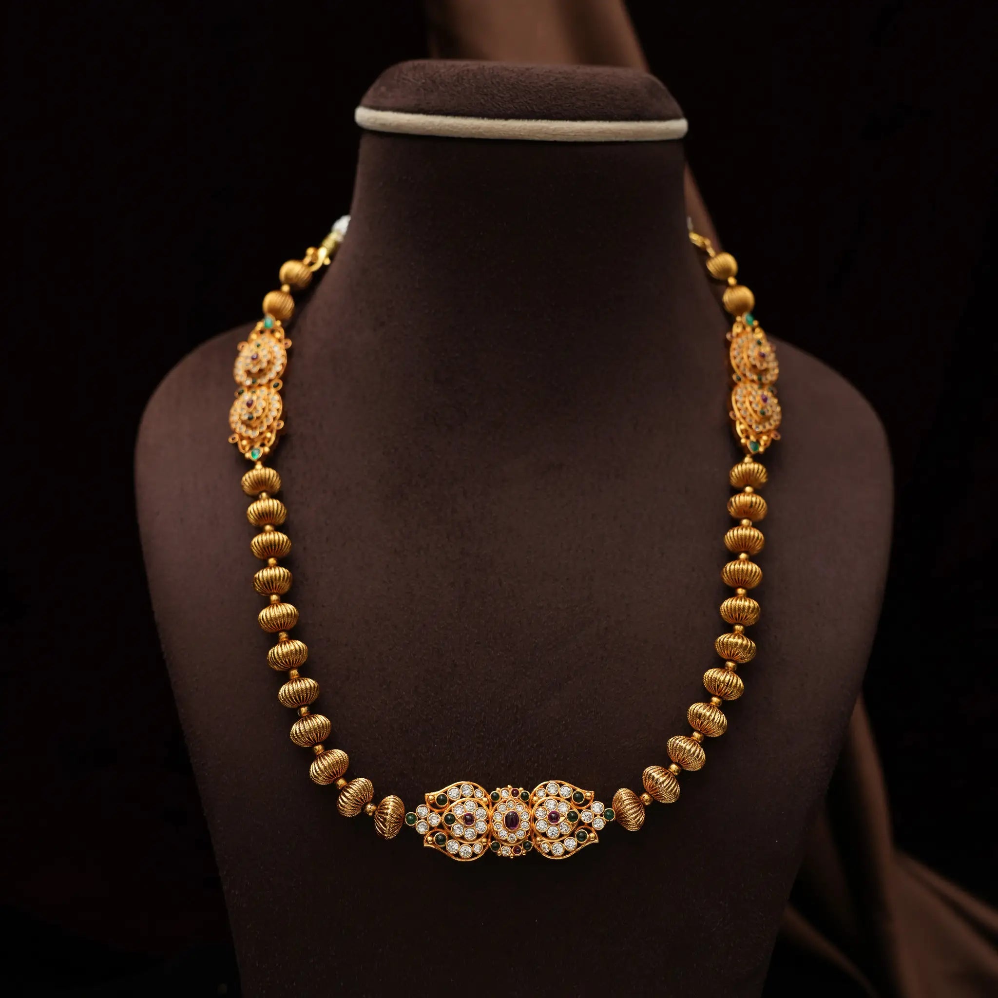 Anjali Silver Necklace - Reddish Pink