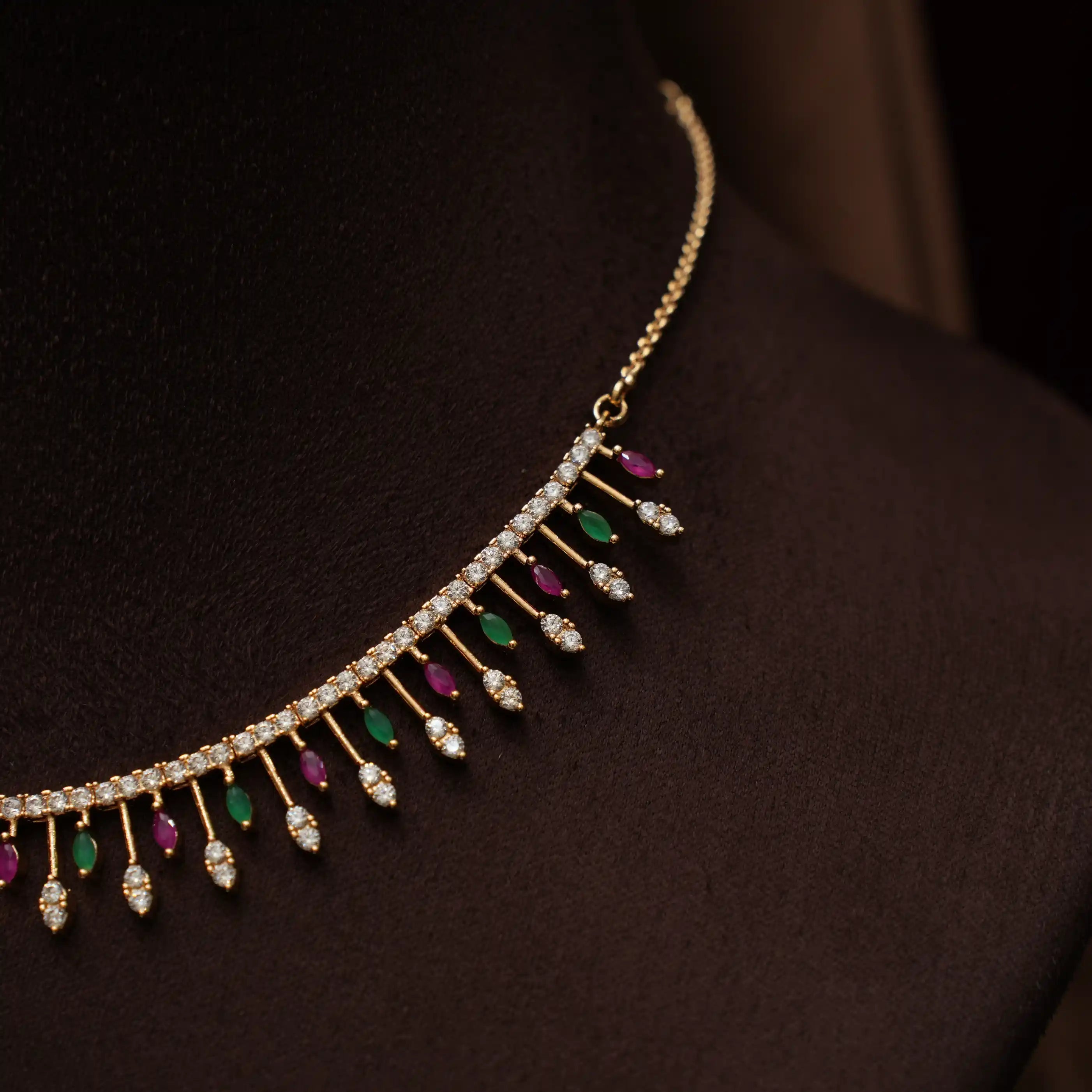 Anjushri Zircon Necklace - Red & Green
