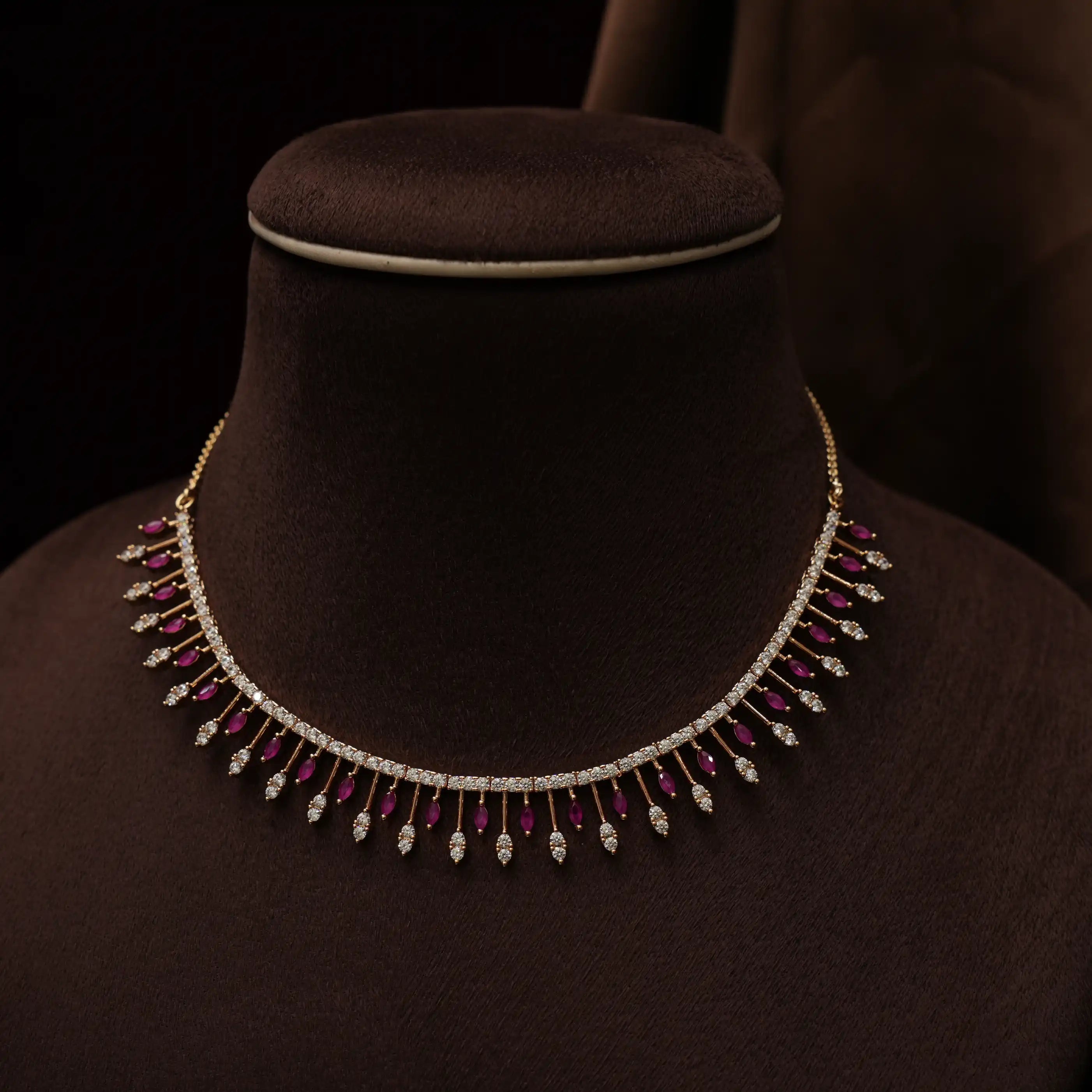 Anjushri Zircon Necklace - Ruby