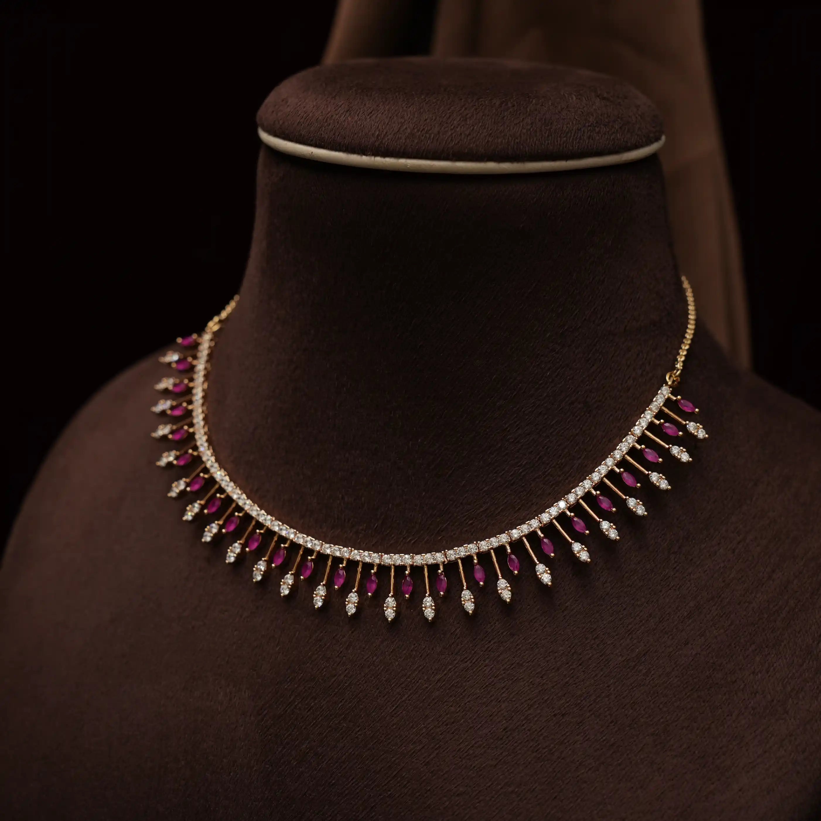 Anjushri Zircon Necklace - Ruby