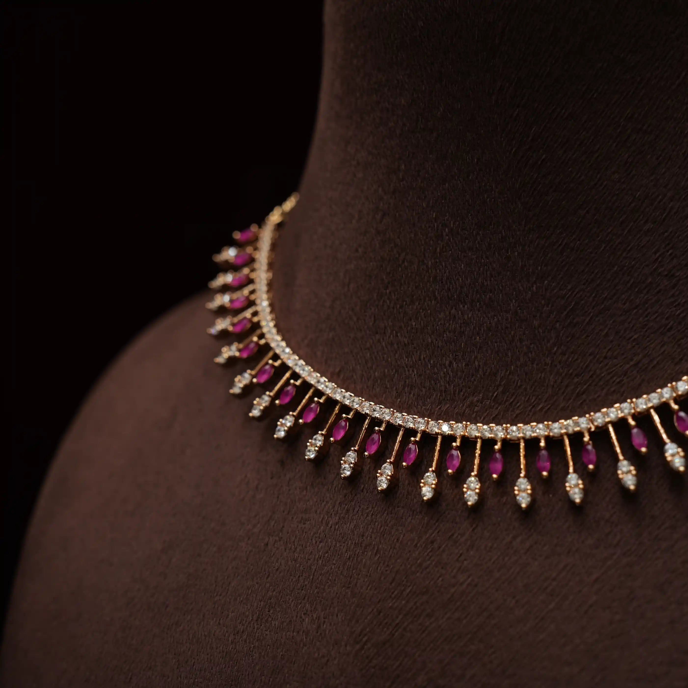 Anjushri Zircon Necklace - Ruby