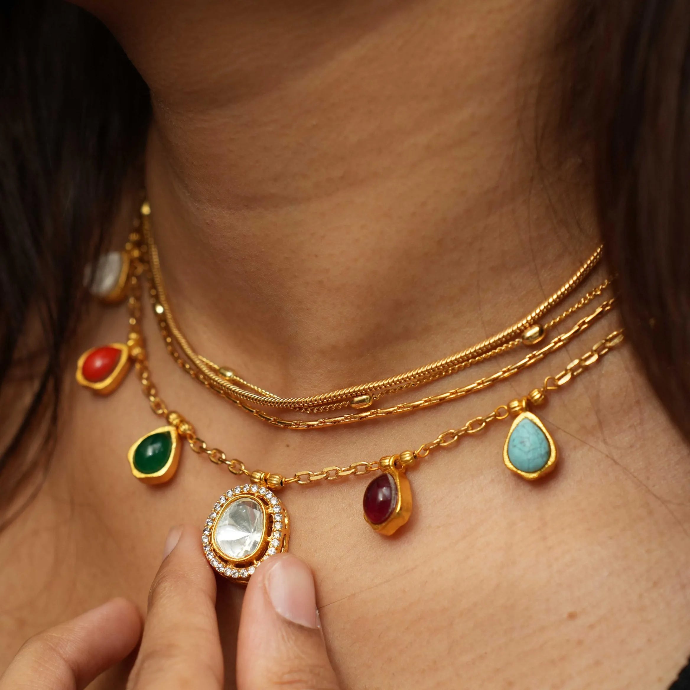 Ansa Polki Necklace - Navaratna