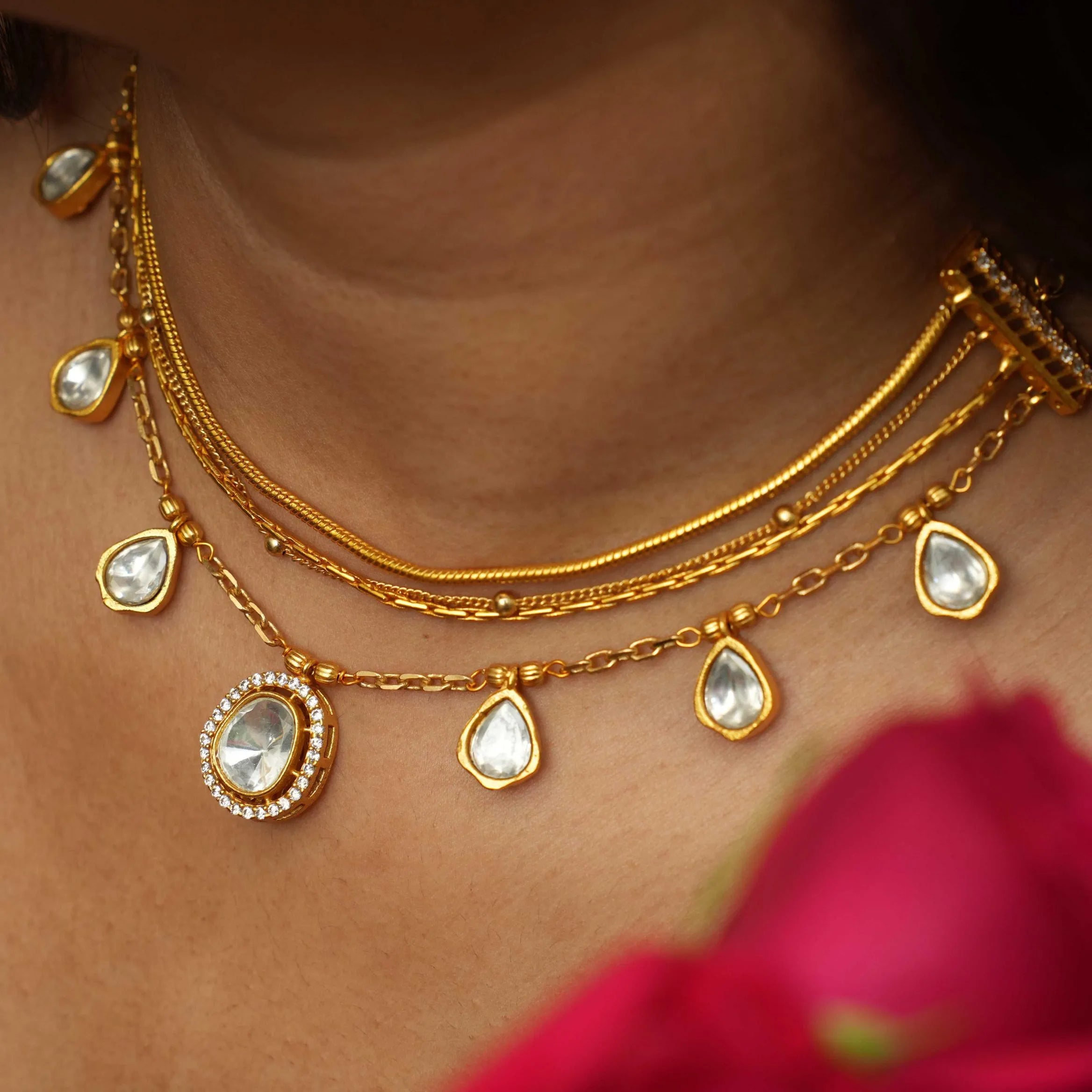 Ansa Polki Necklace - White