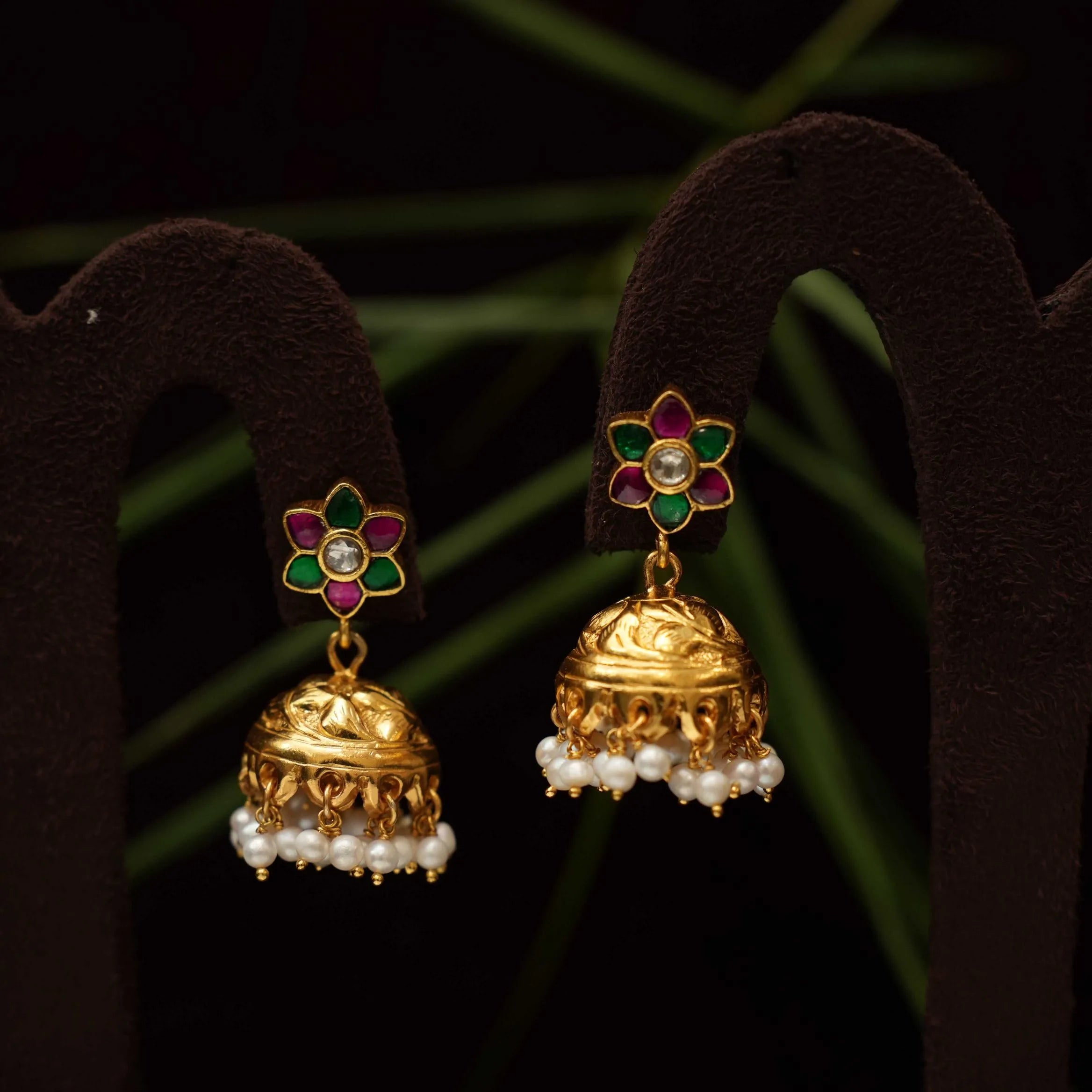 Ansha Silver Mini Jhumka - Multicolor