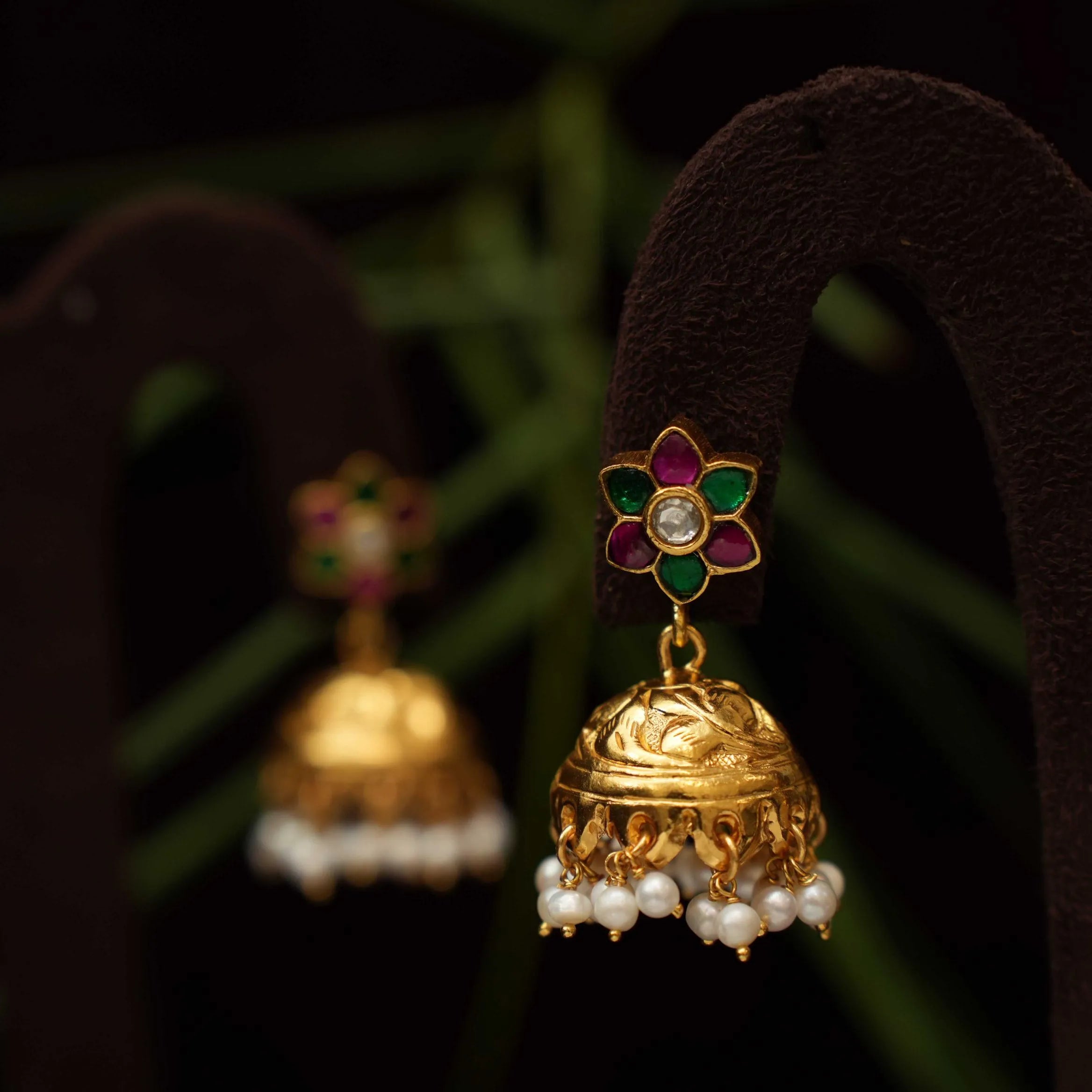 Ansha Silver Mini Jhumka - Multicolor